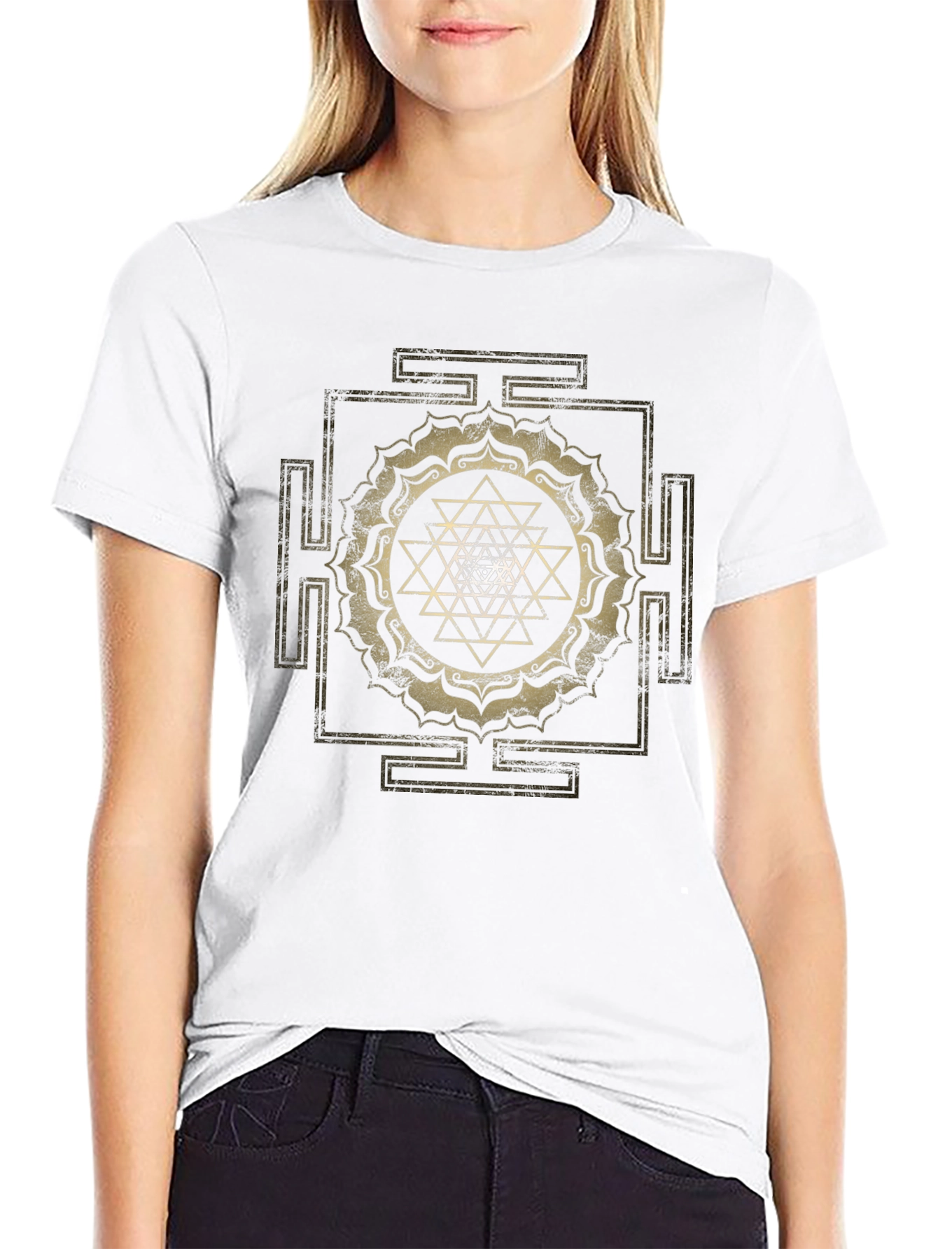 Sri Yantra Graphic Tee - Spiritual Black T-Shirt