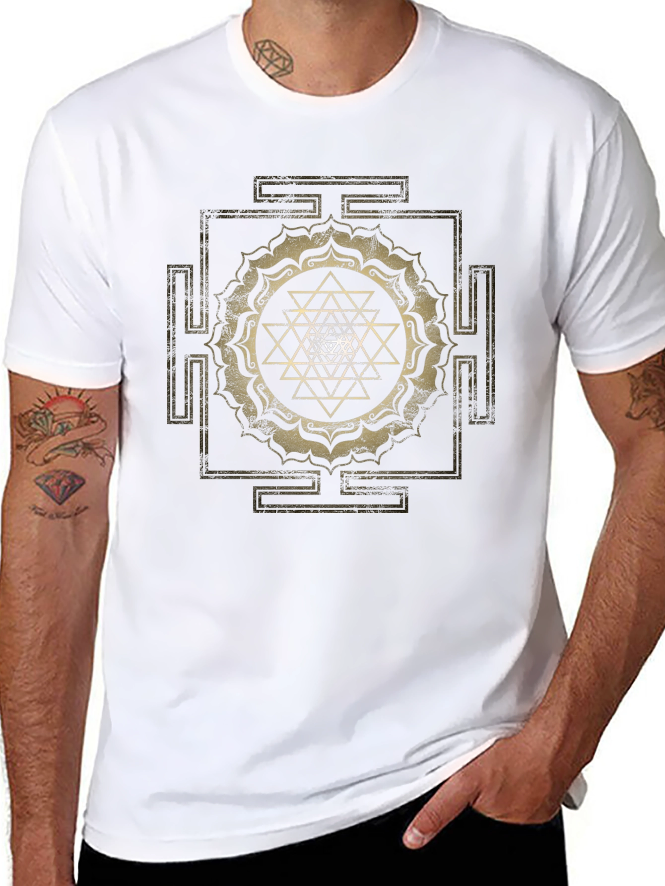 Sri Yantra Graphic Tee - Spiritual Black T-Shirt