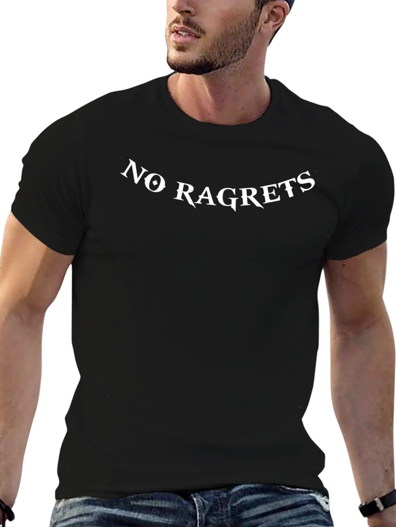 No Ragrets Graphic Tee - Black Cotton Comfort