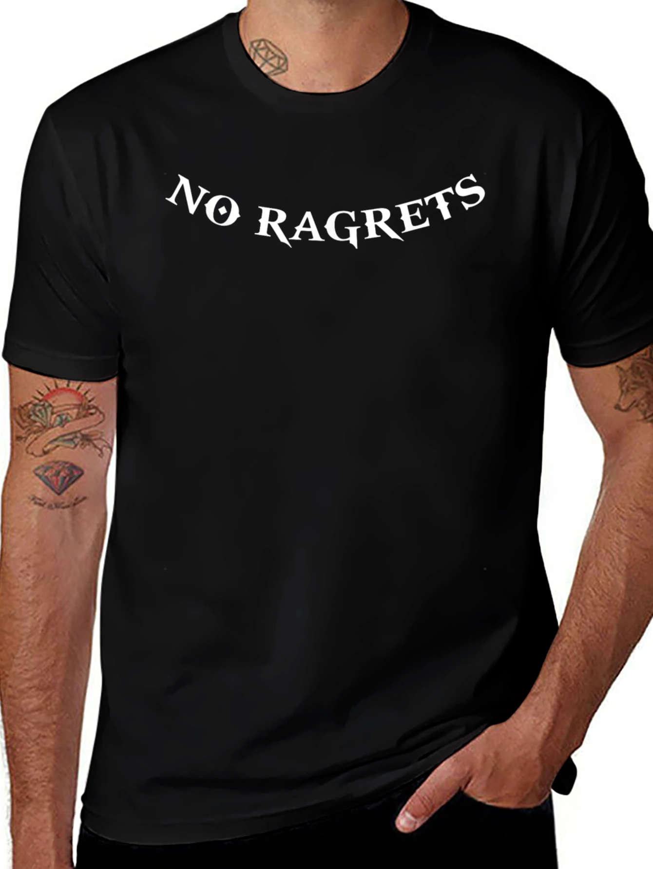 No Ragrets Graphic Tee - Black Cotton Comfort