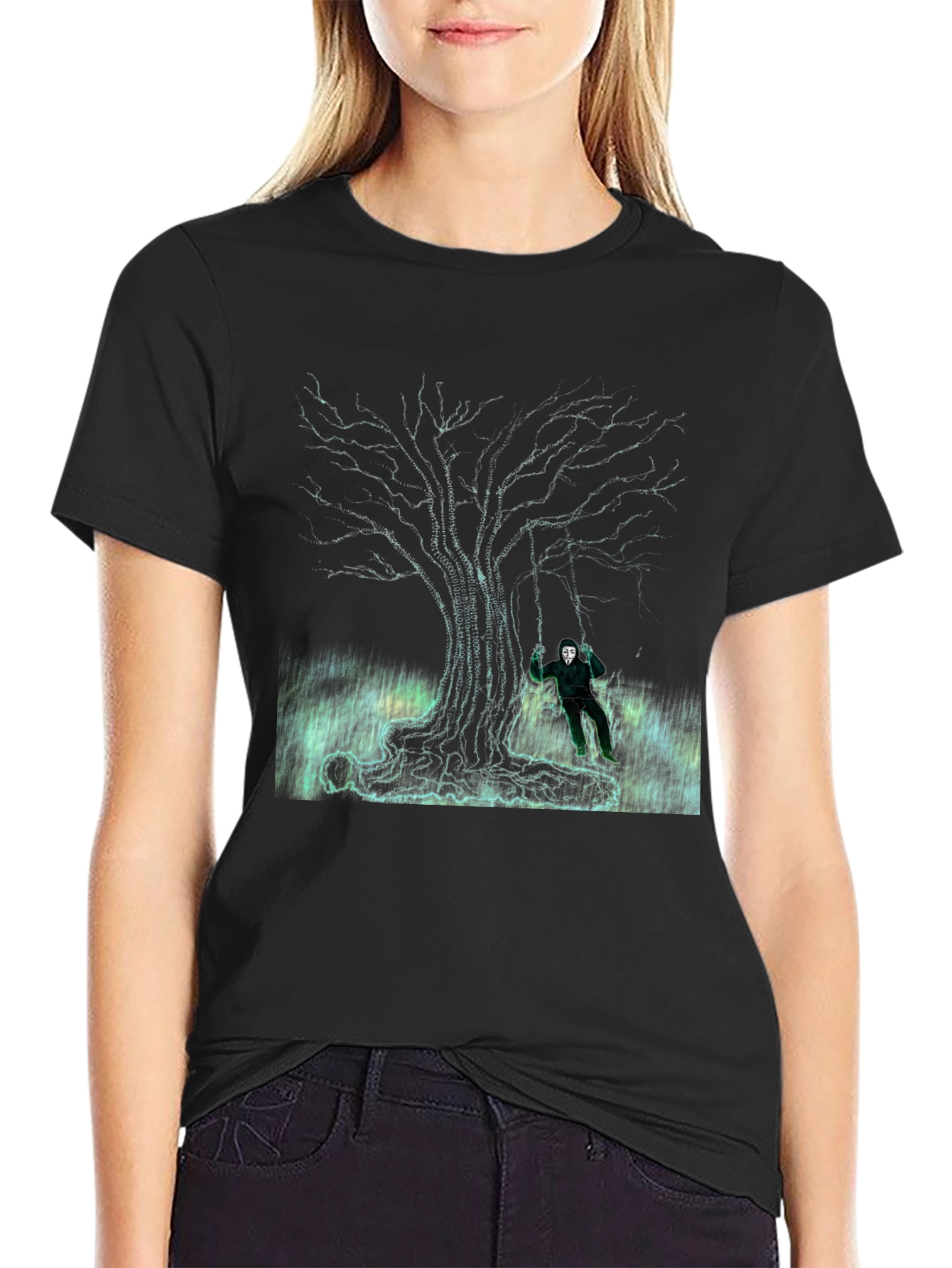 Eerie Tree Graphic Tee - Swing Into Darkness