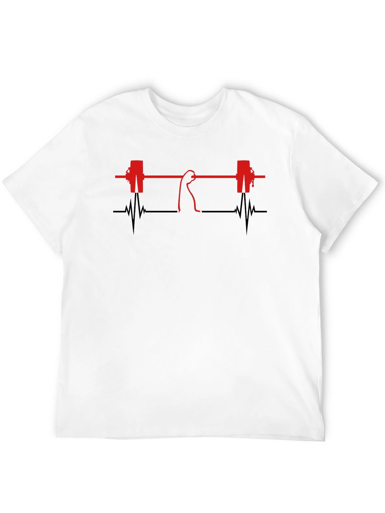 Weightlifting Heartbeat Graphic T-Shirt - Black