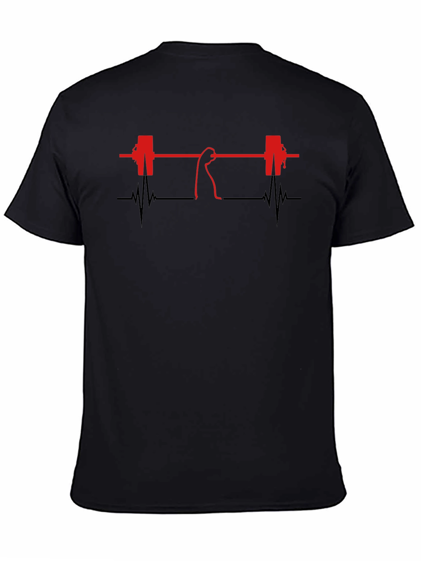Weightlifting Heartbeat Graphic T-Shirt - Black