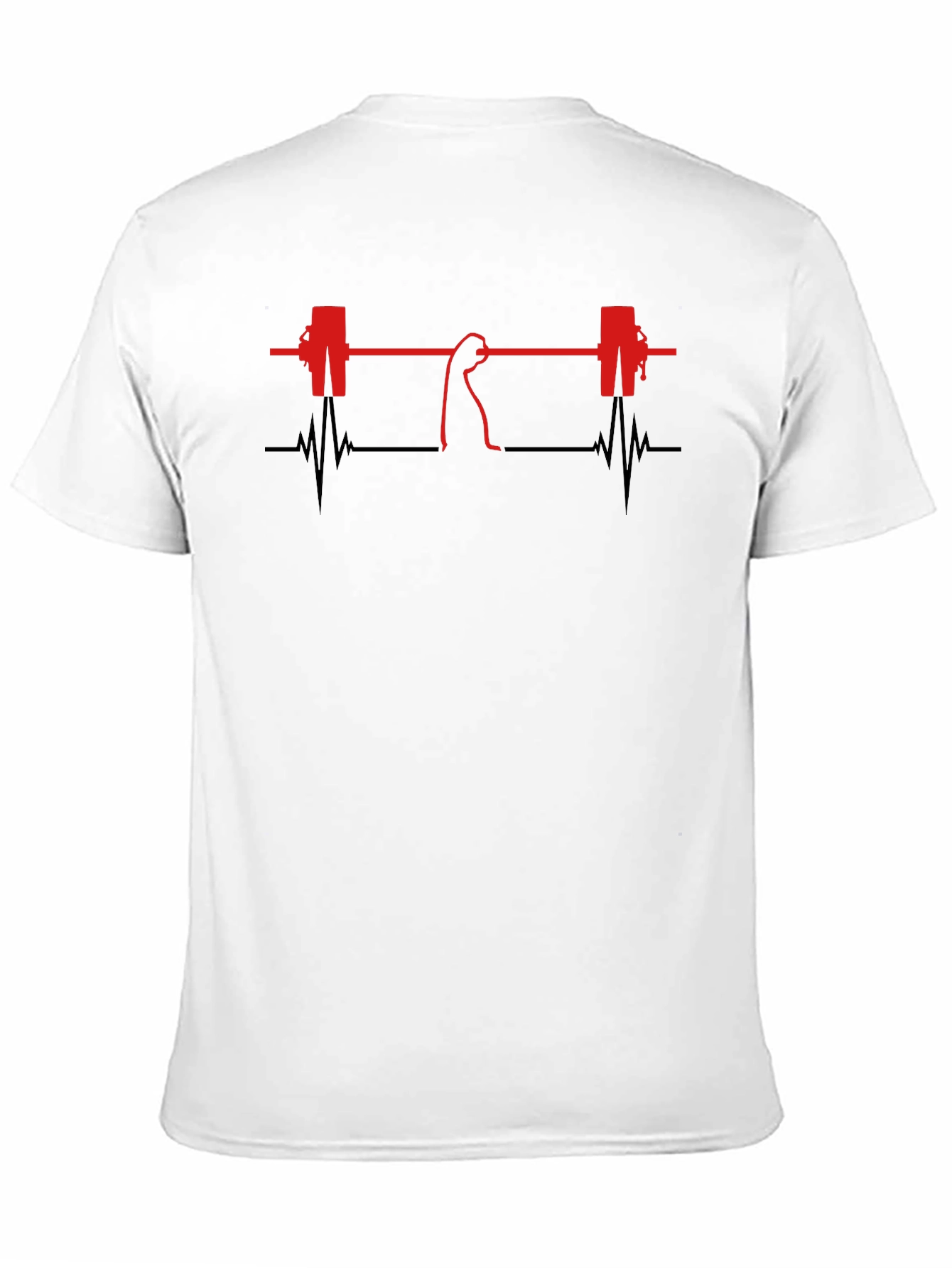 Weightlifting Heartbeat Graphic T-Shirt - Black