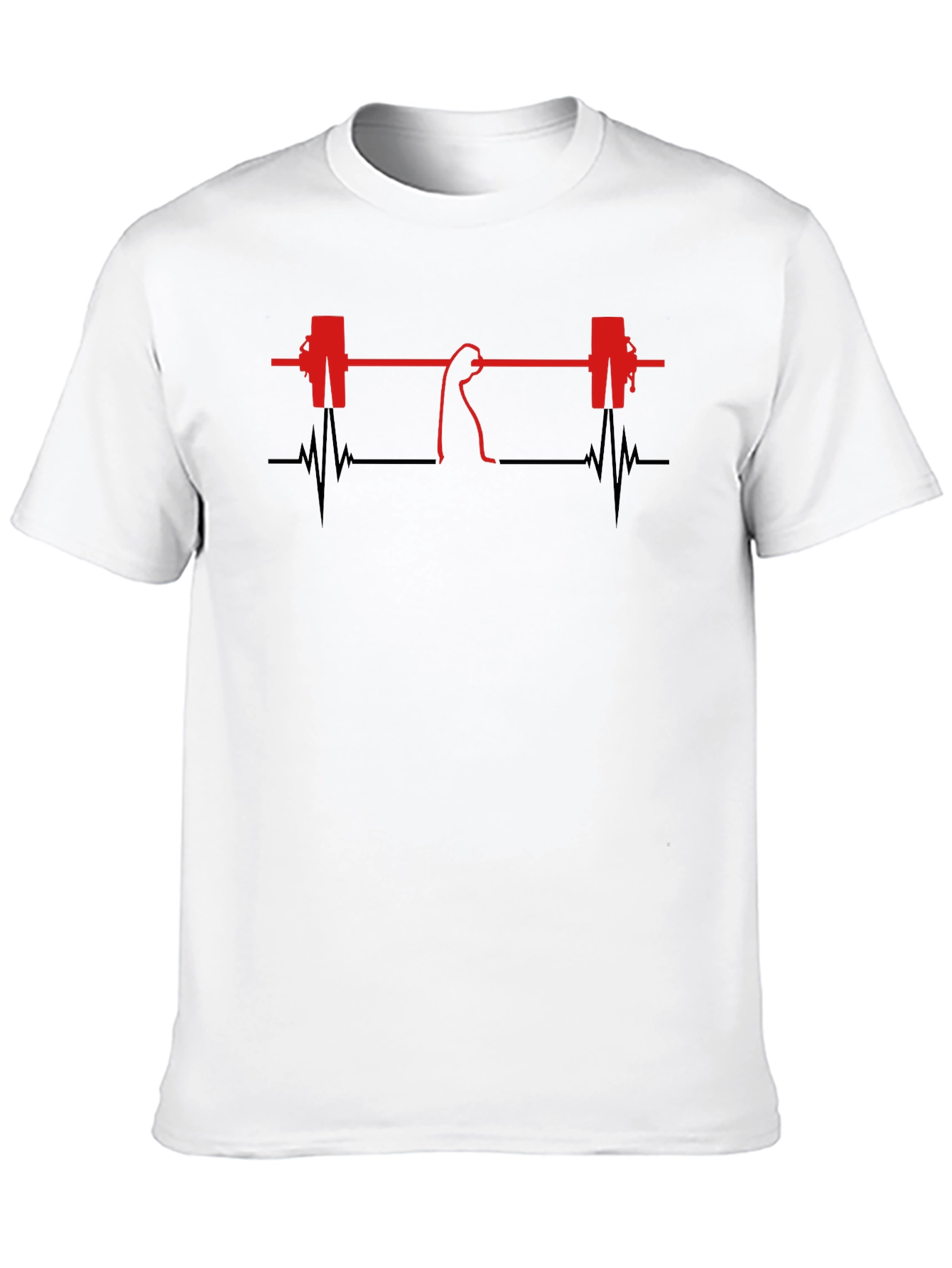Weightlifting Heartbeat Graphic T-Shirt - Black
