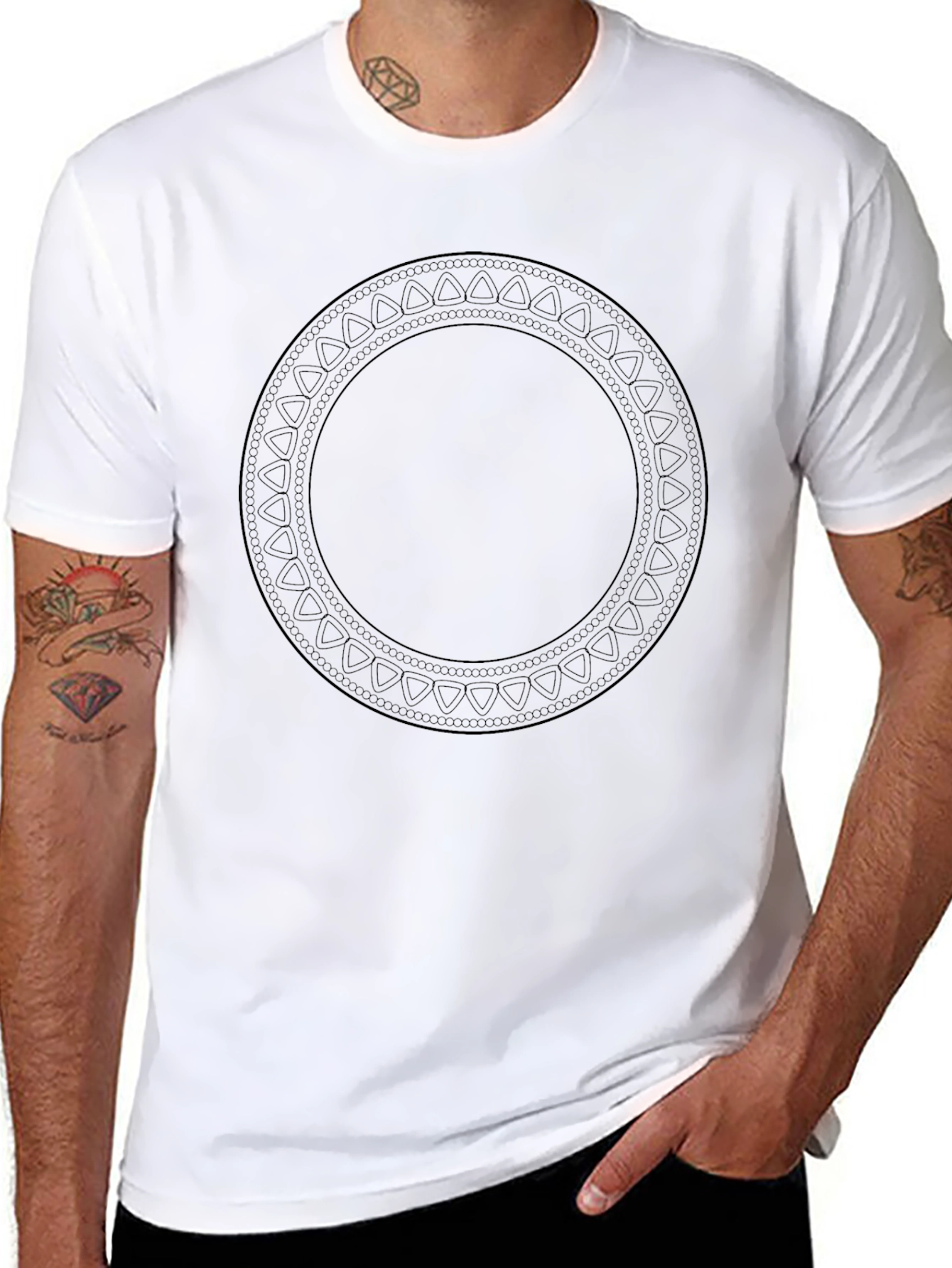 Mens Black Graphic Tee - Circle Design