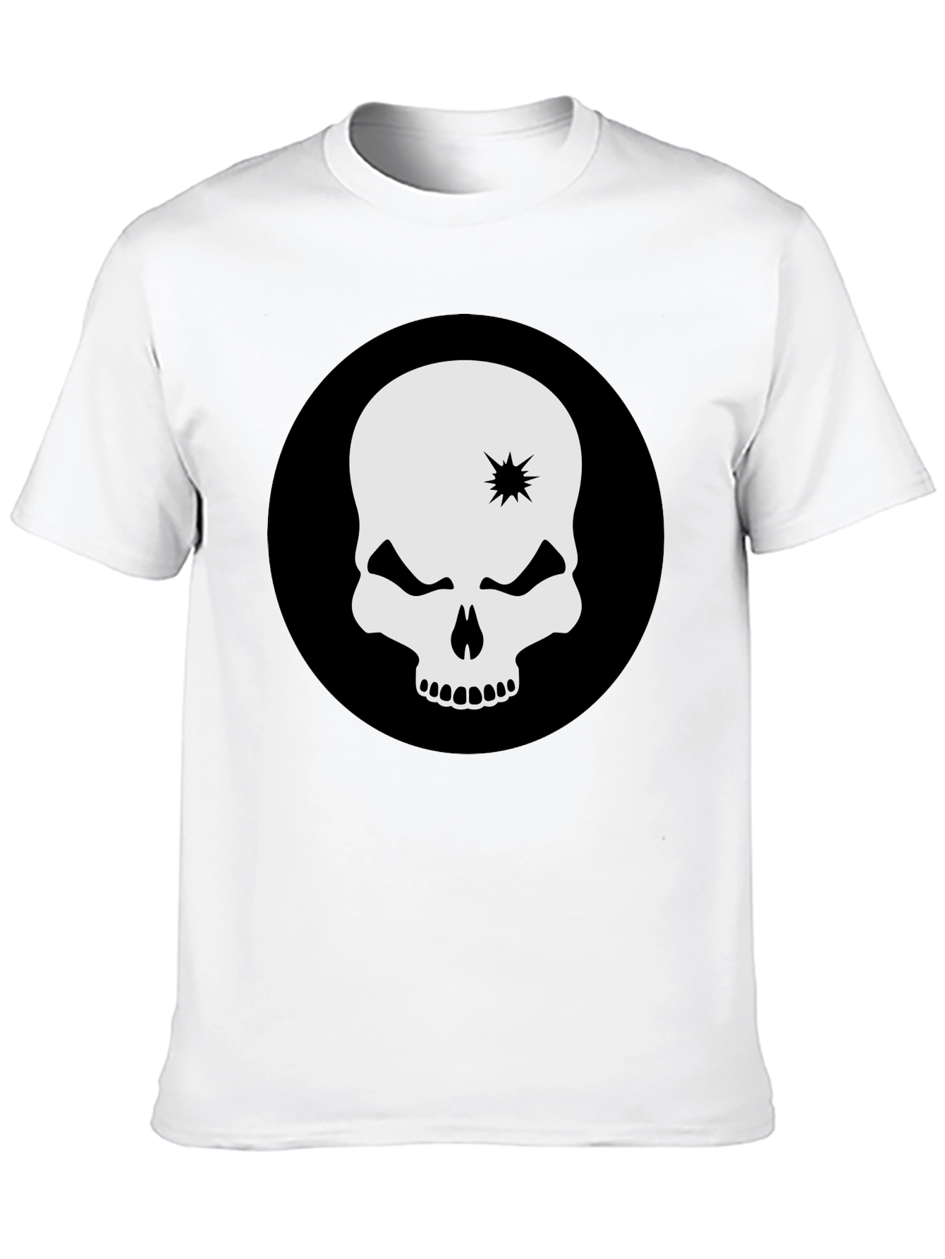 Skull Graphic Tee - Bold Black Crew Neck T-Shirt