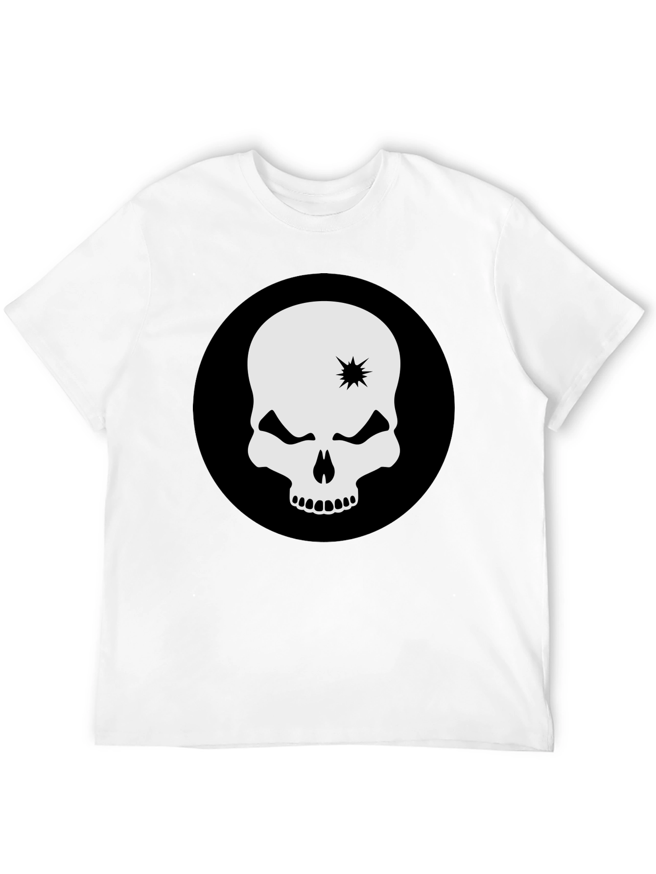 Skull Graphic Tee - Bold Black Crew Neck T-Shirt