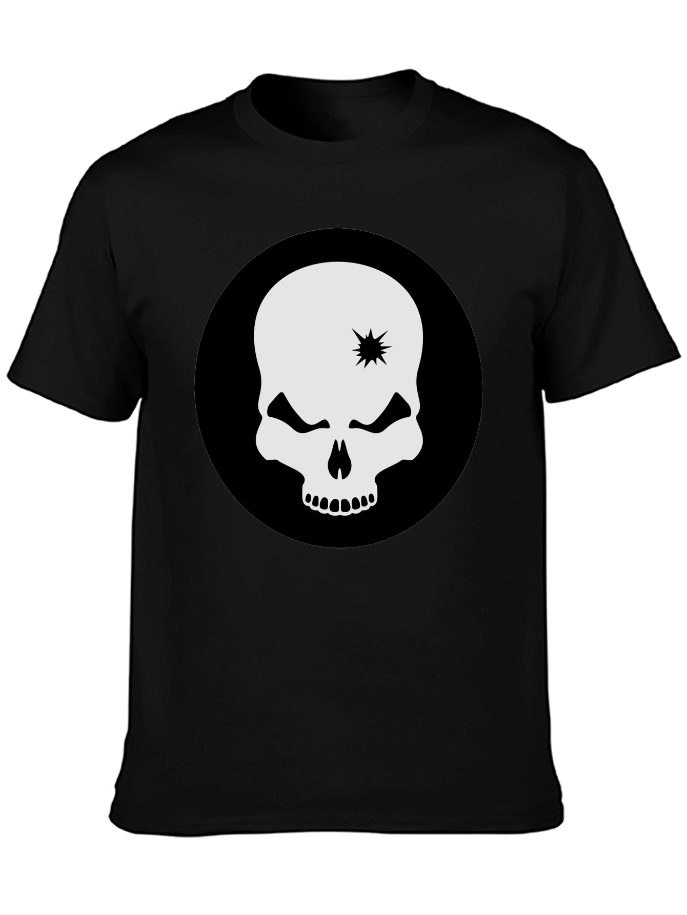 Skull Graphic Tee - Bold Black Crew Neck T-Shirt