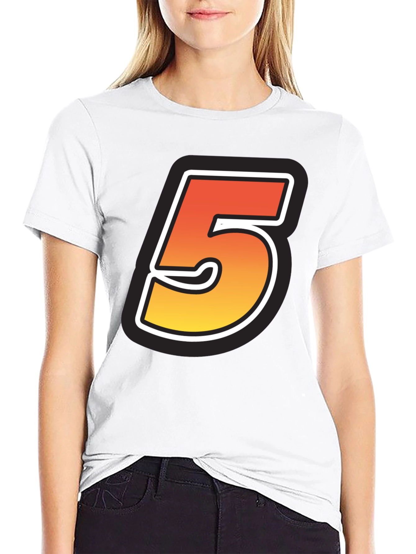 Number 5 Graphic Tee - Black Cotton Blend