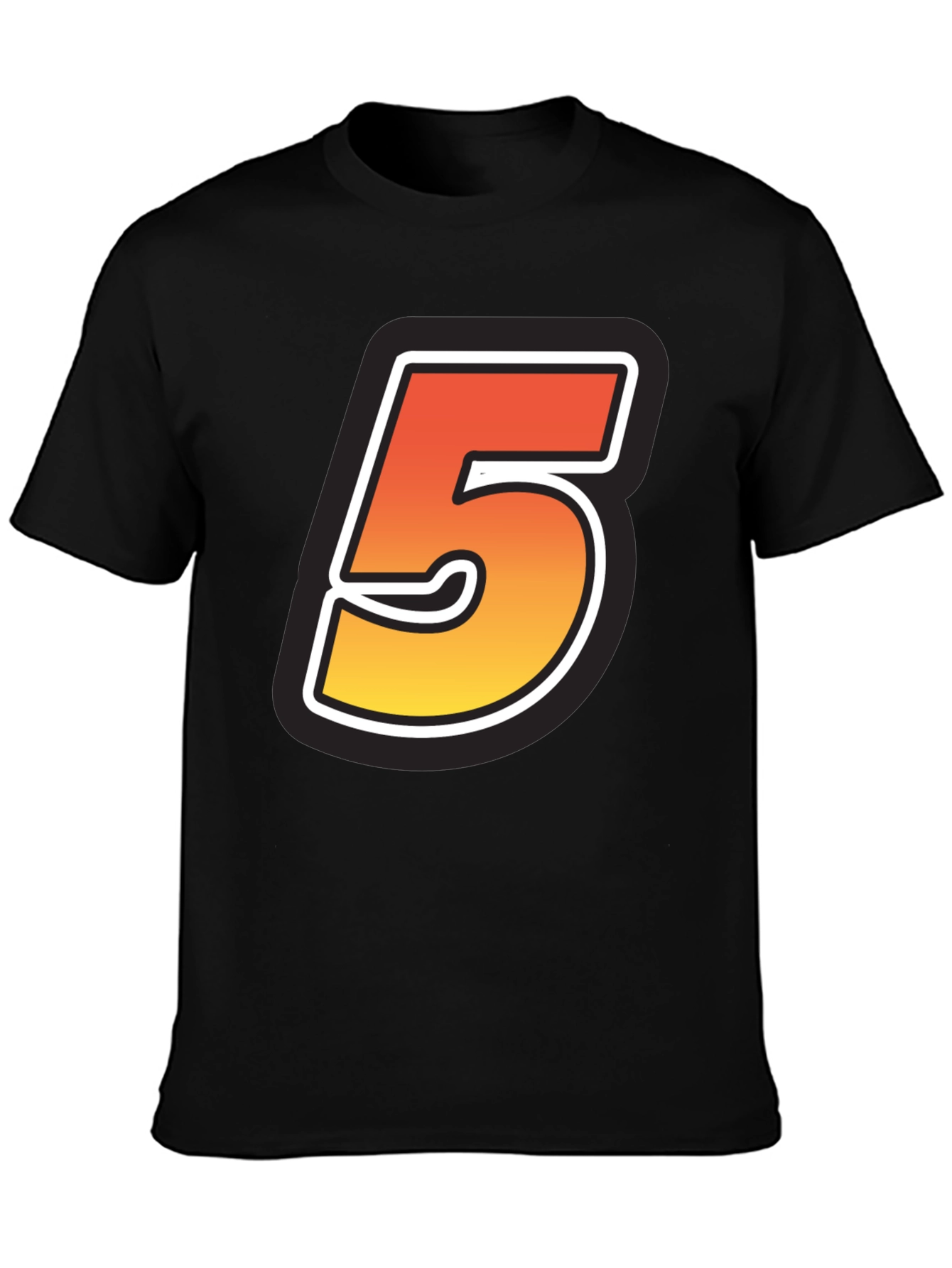 Number 5 Graphic Tee - Black Cotton Blend