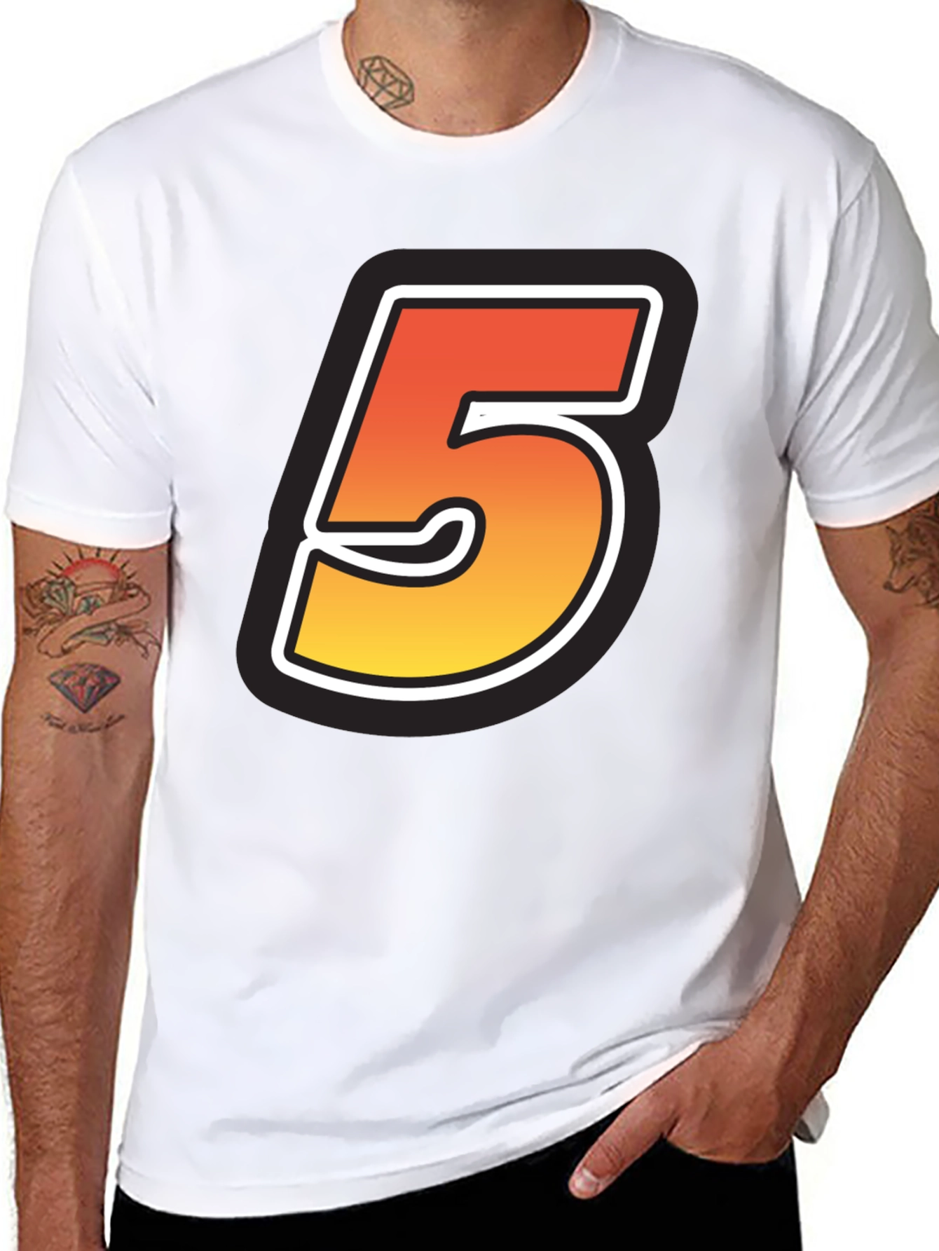 Number 5 Graphic Tee - Black Cotton Blend