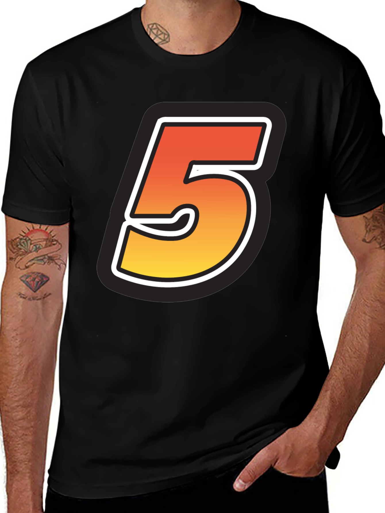 Number 5 Graphic Tee - Black Cotton Blend