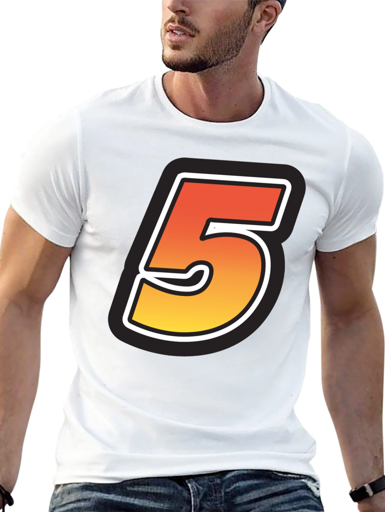 Number 5 Graphic Tee - Black Cotton Blend