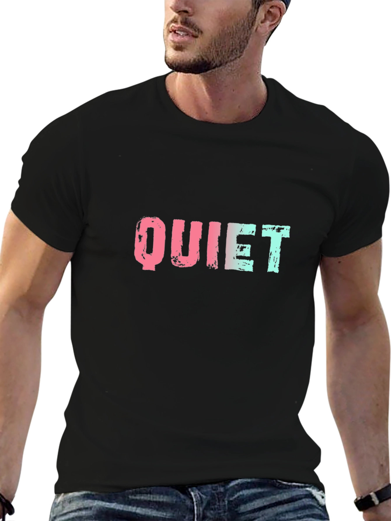 Quiet Graphic Tee - Stylish Black Cotton T-Shirt