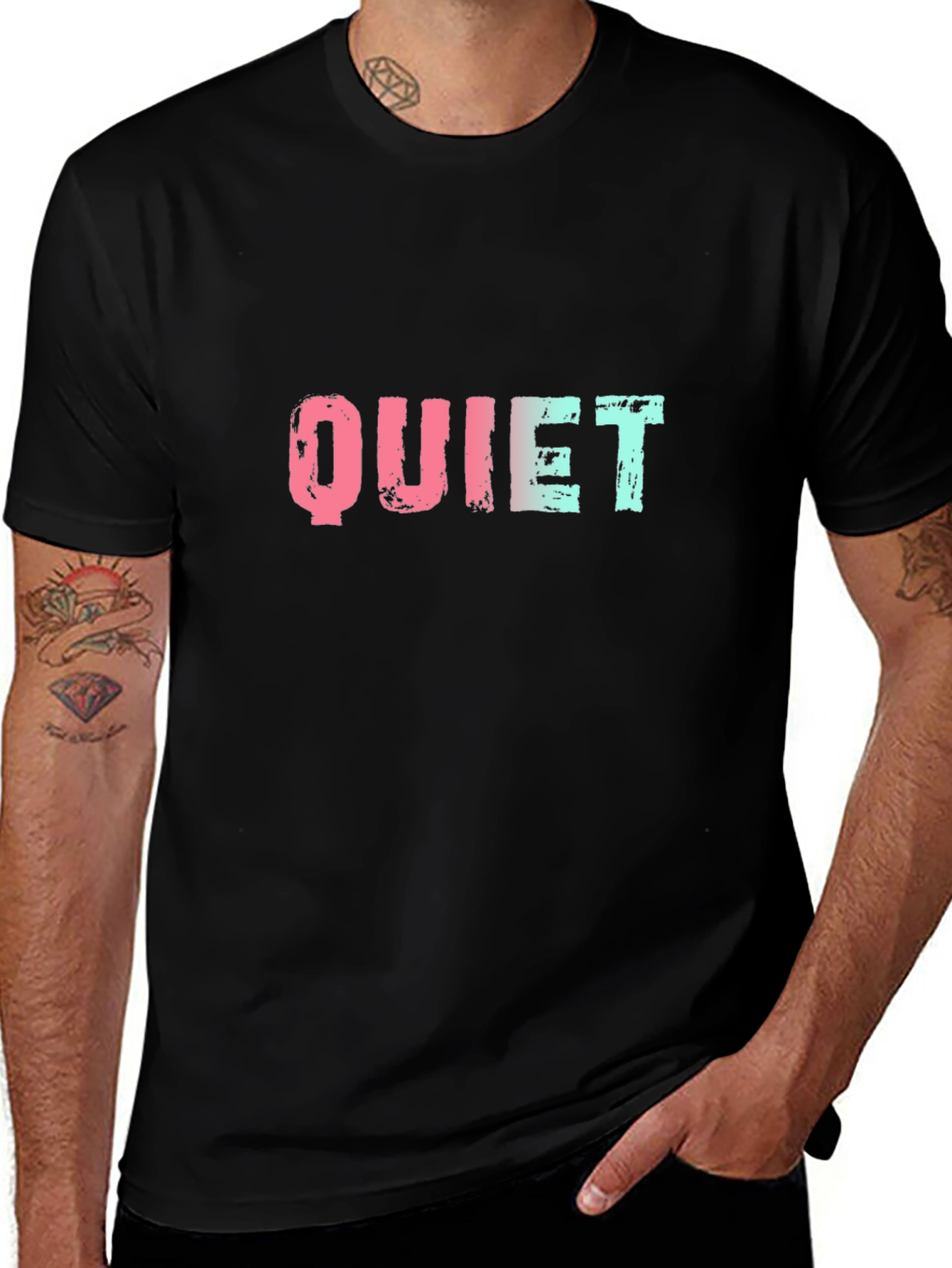 Quiet Graphic Tee - Stylish Black Cotton T-Shirt