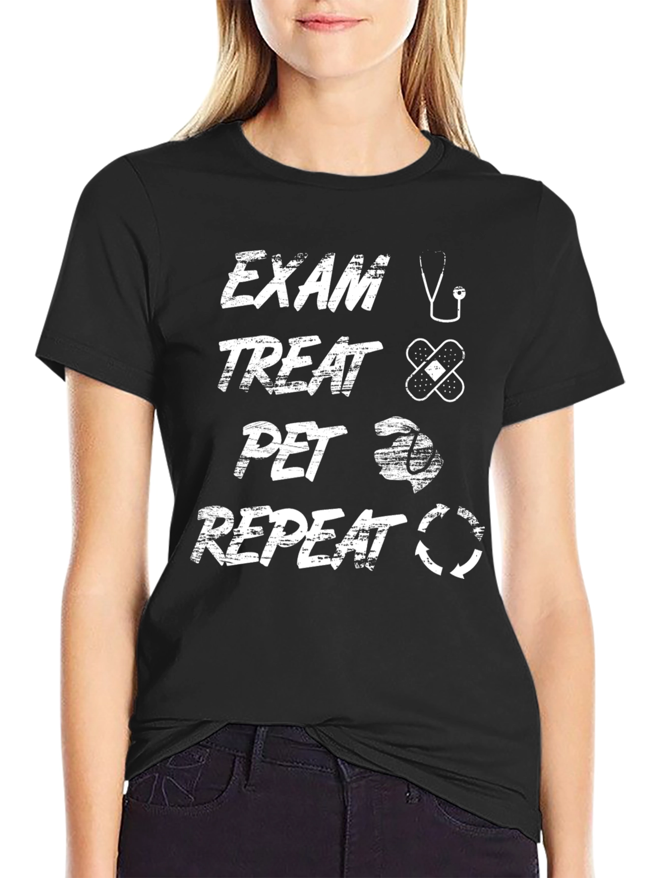 Vet Exam Treat Pet Repeat T-Shirt - Veterinarian Gift