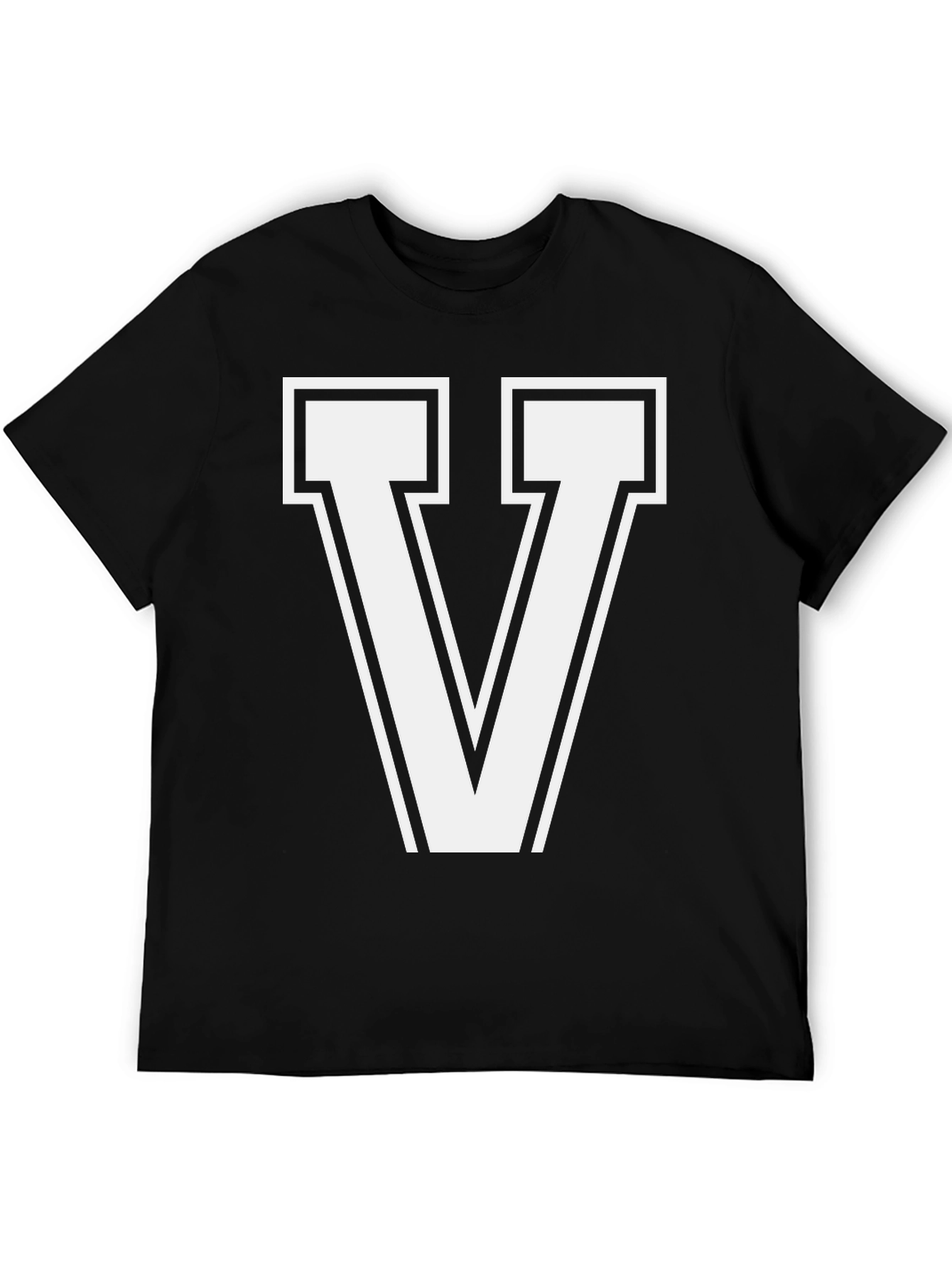 Bold Letter V Graphic T-Shirt - Casual Style