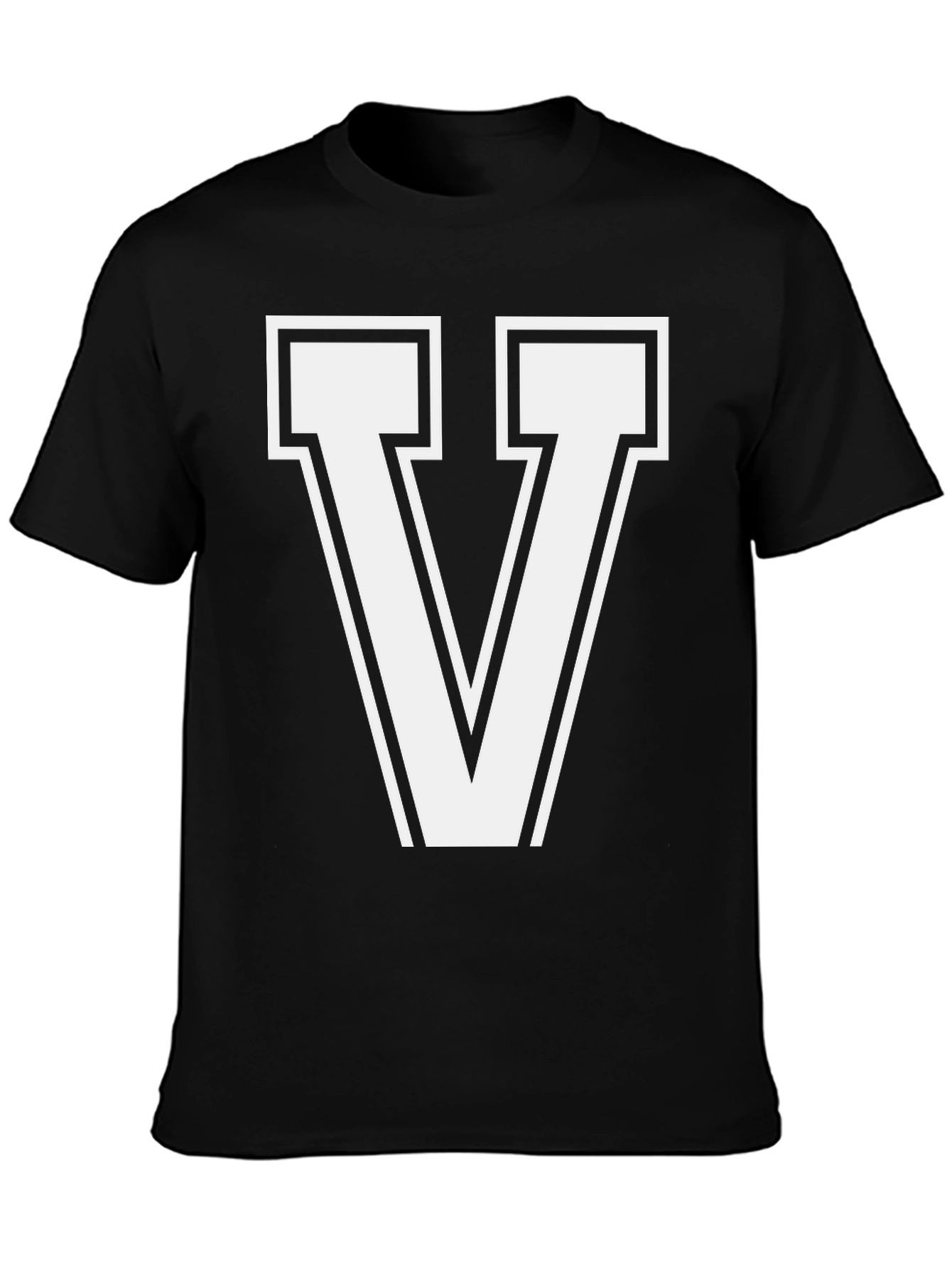 Bold Letter V Graphic T-Shirt - Casual Style