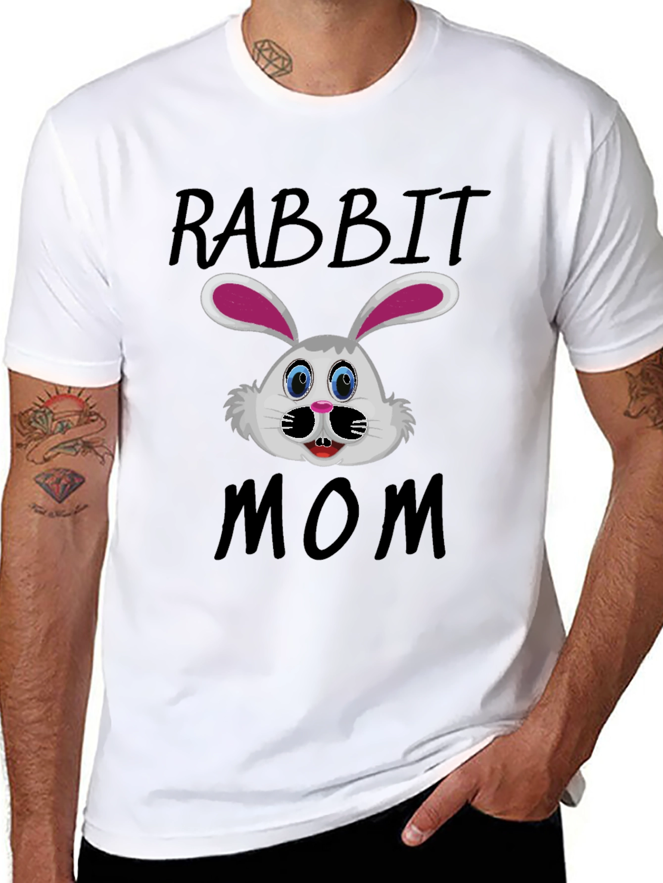 Rabbit Mom Graphic T-Shirt - Cute Bunny Design