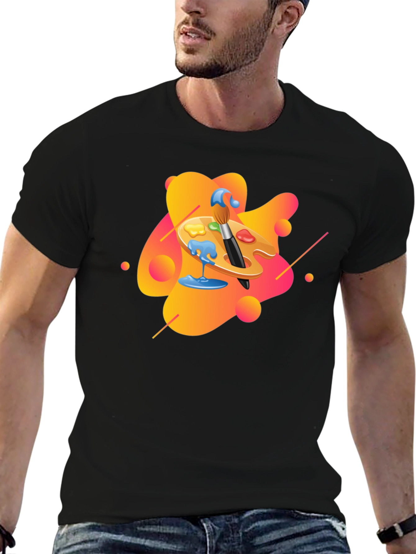 Artistic Palette Graphic Black T-Shirt