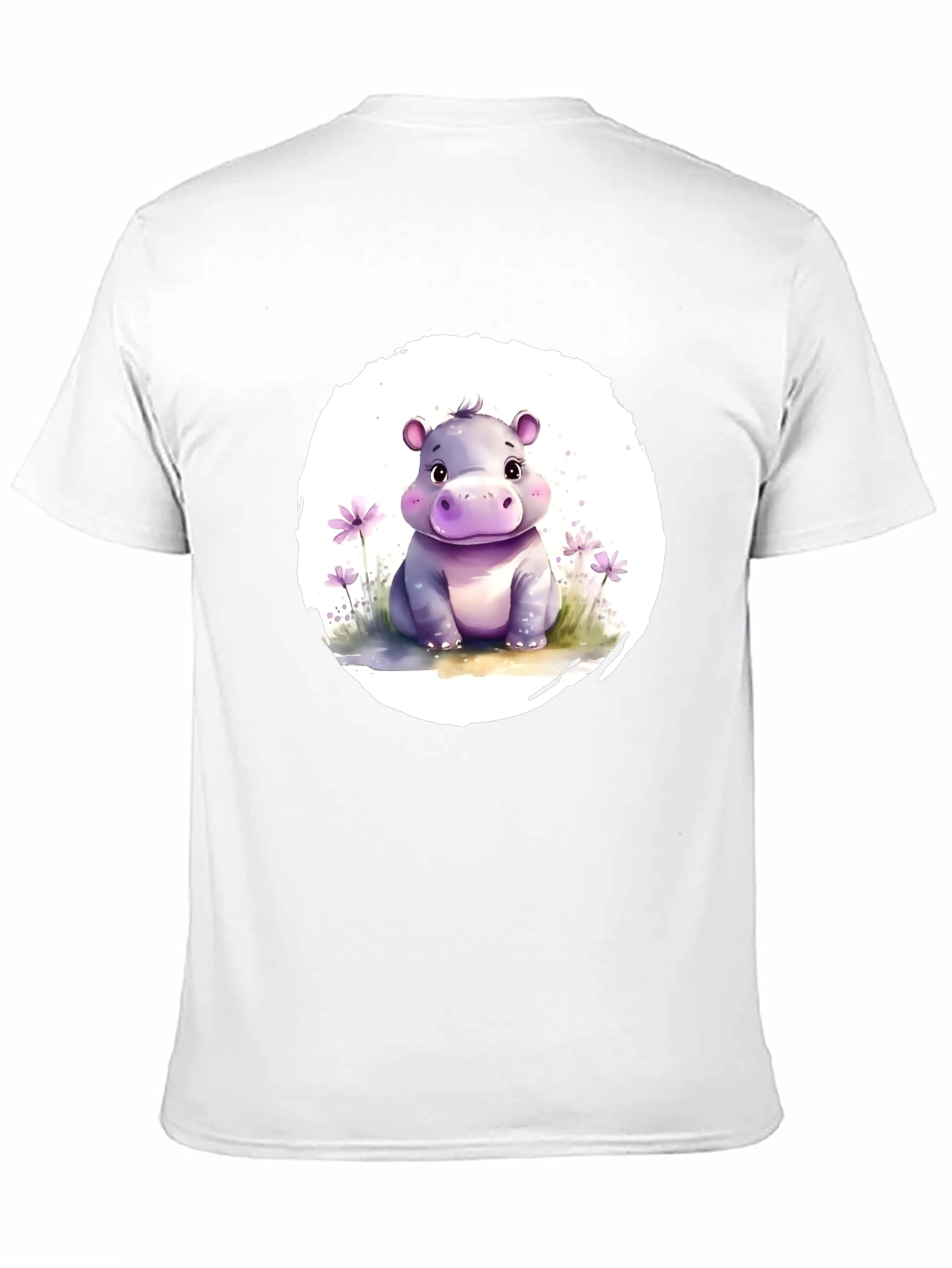 Cute Hippo Graphic Tee - Soft Black Cotton T-Shirt