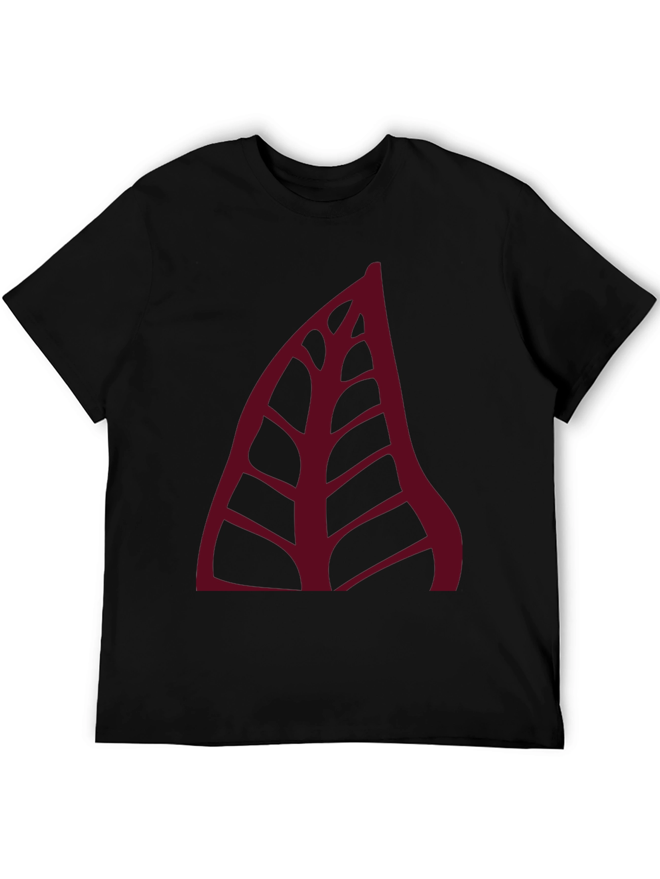 Mens Black T-shirt with Abstract Leaf Design
