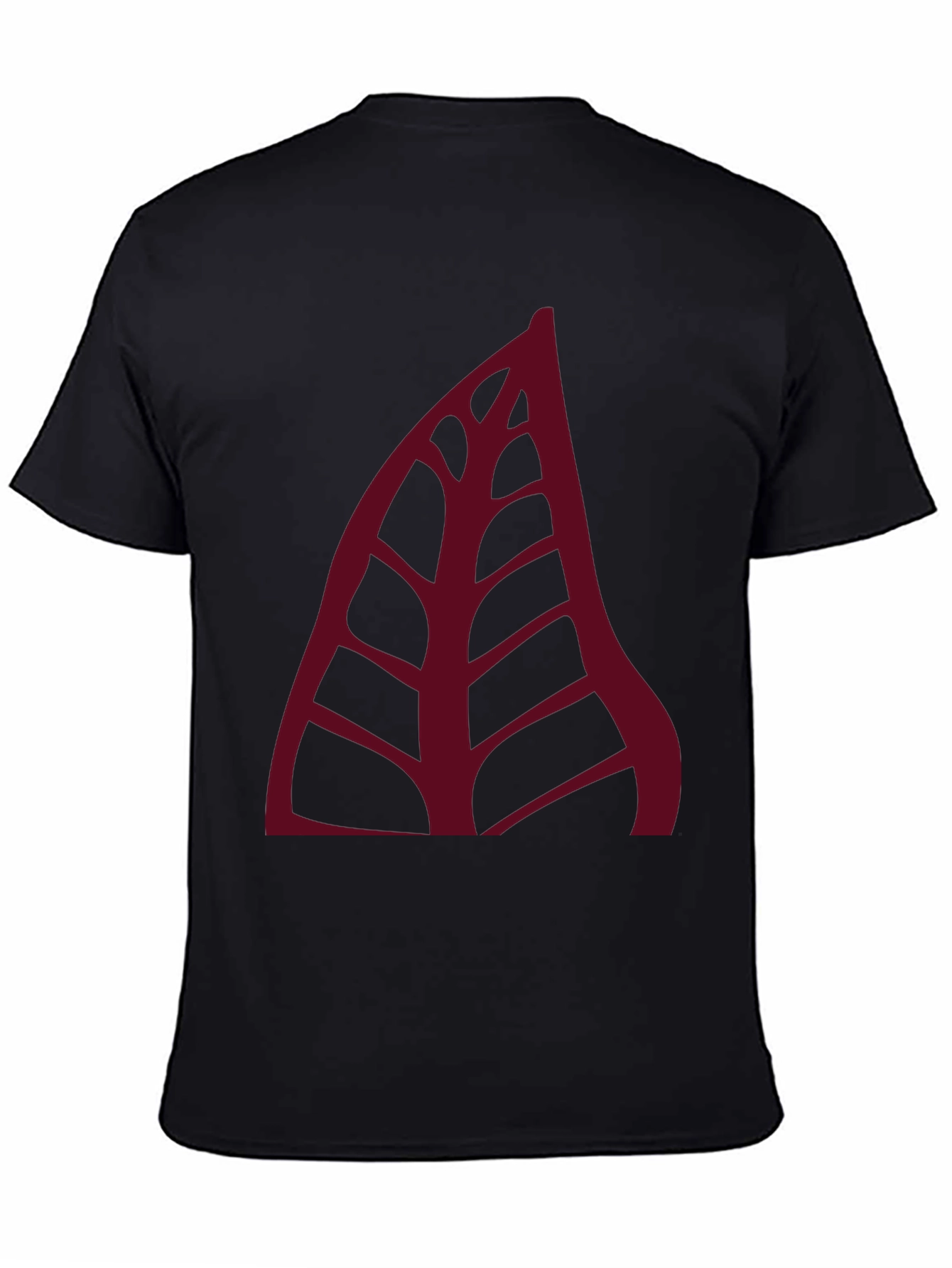 Mens Black T-shirt with Abstract Leaf Design