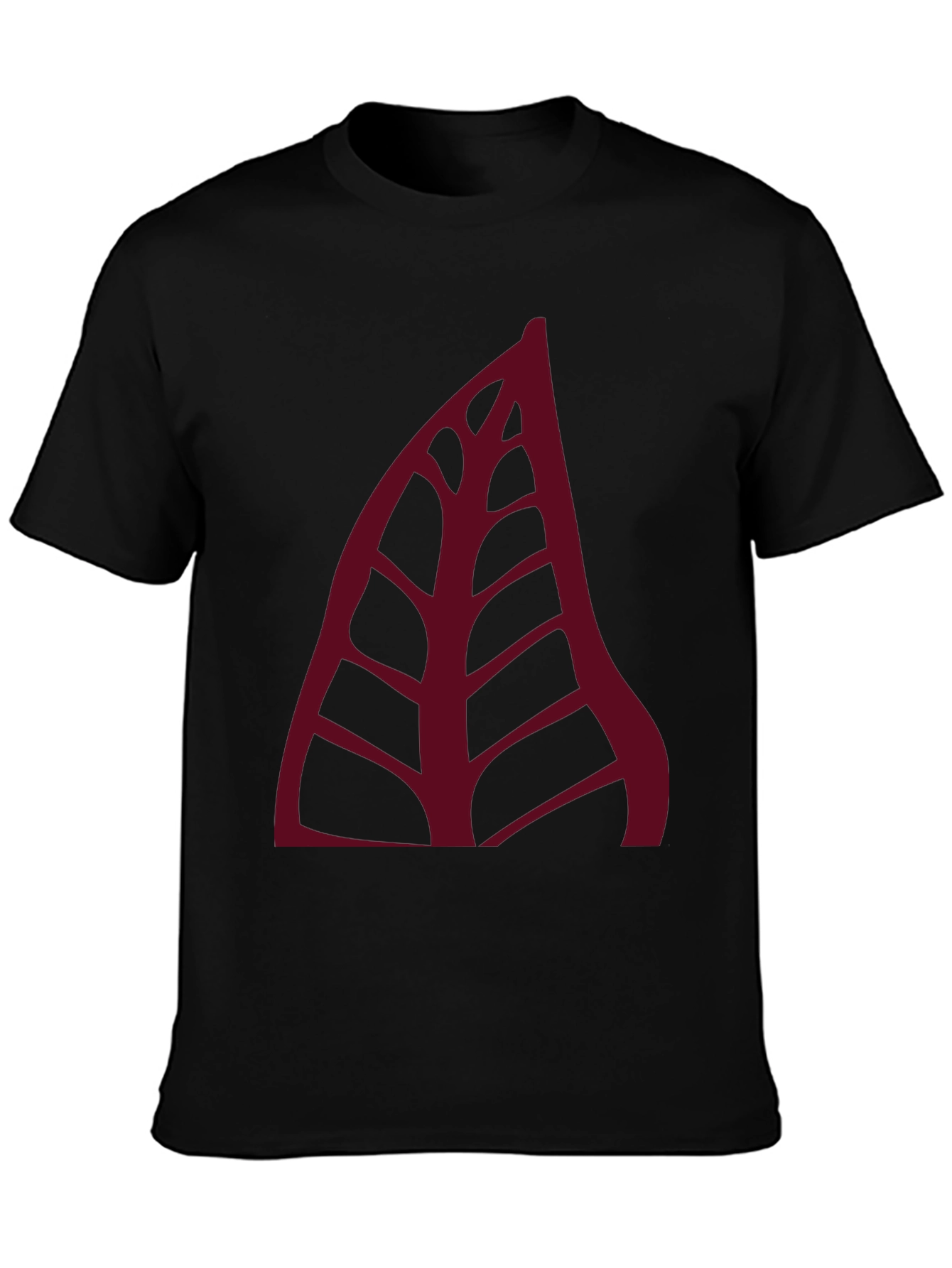 Mens Black T-shirt with Abstract Leaf Design