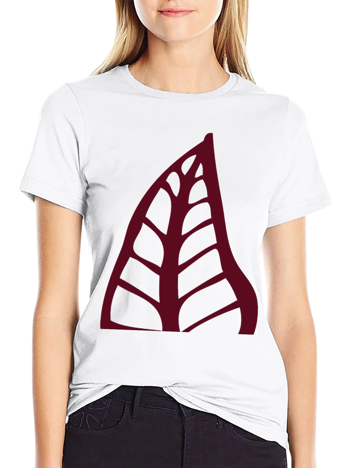 Mens Black T-shirt with Abstract Leaf Design