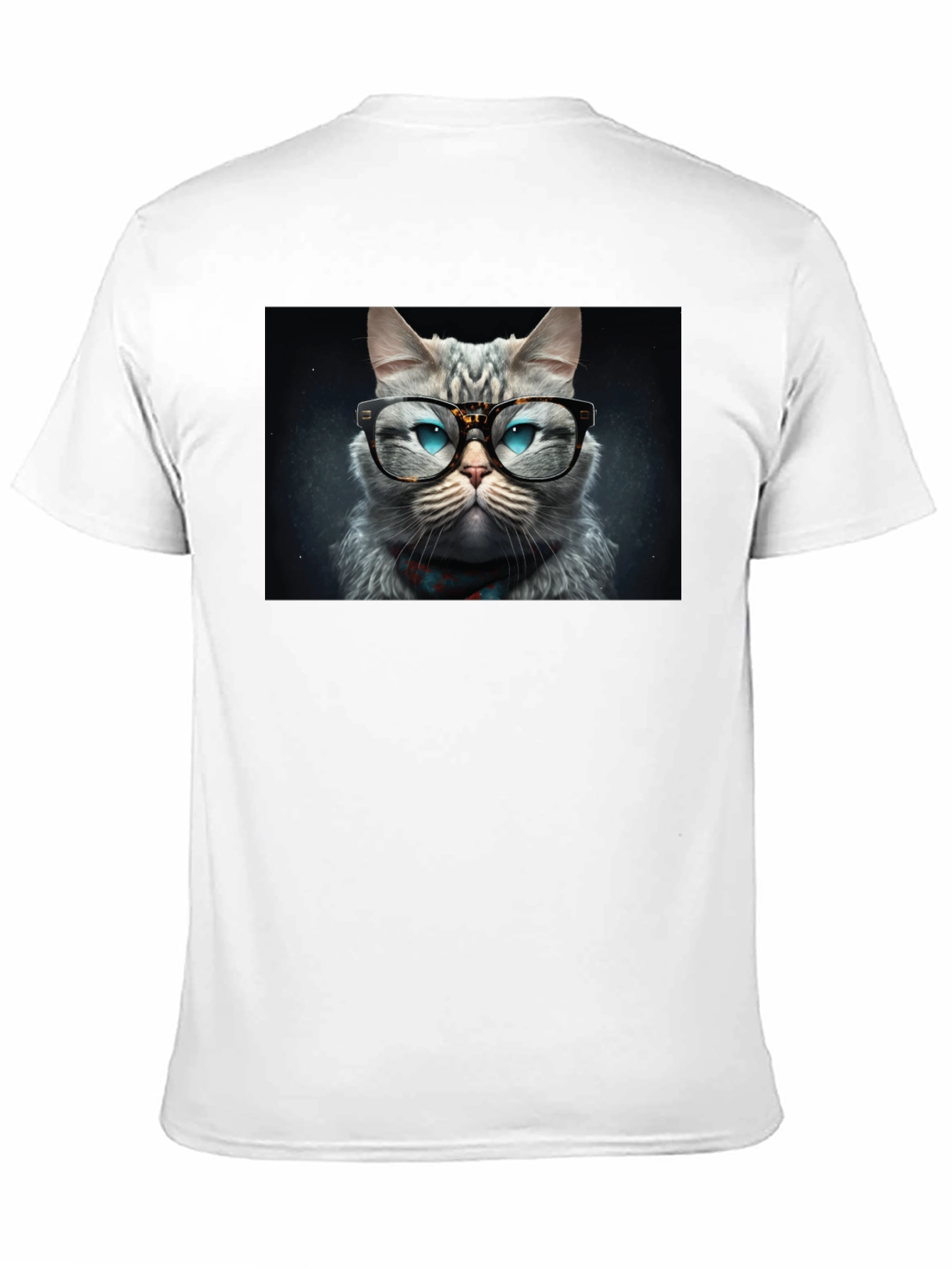 Cat with Glasses Graphic Black T-Shirt