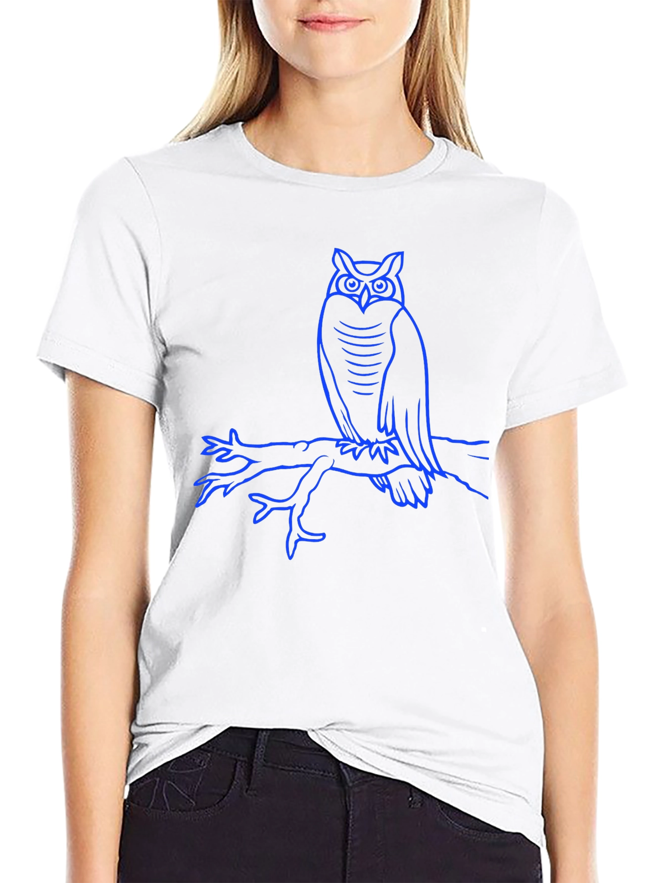Owl on Branch Graphic Tee - Mens Black T-Shirt