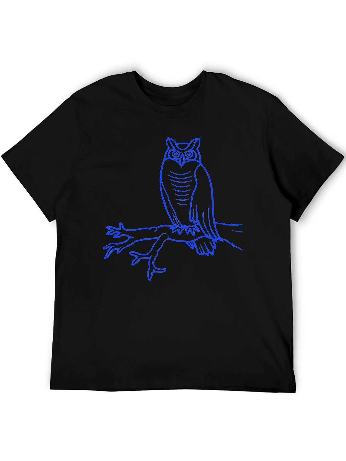 Owl on Branch Graphic Tee - Mens Black T-Shirt