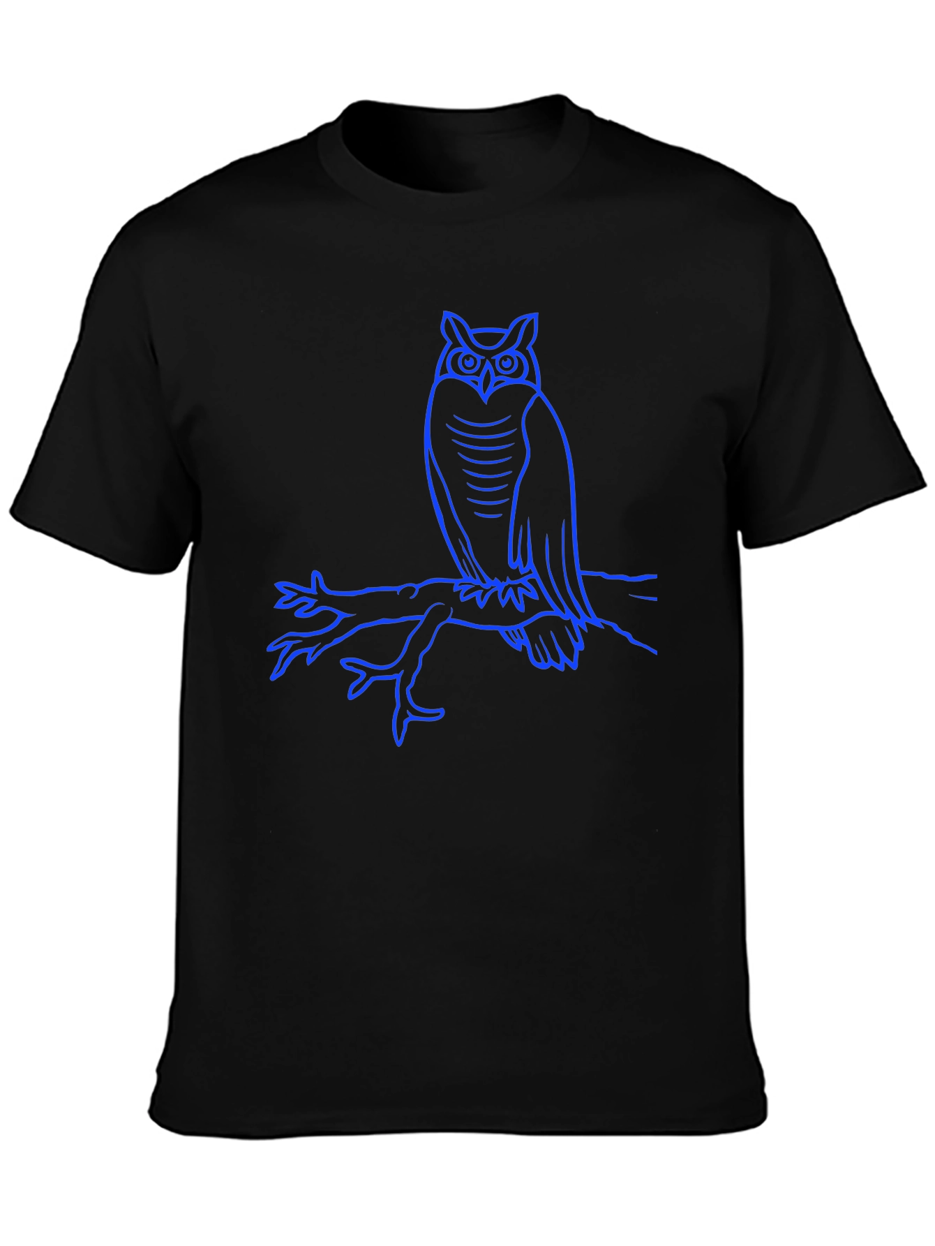 Owl on Branch Graphic Tee - Mens Black T-Shirt