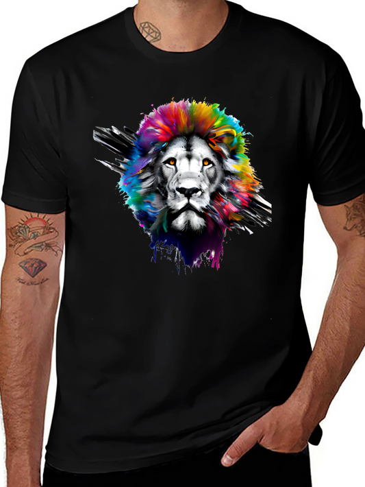 Rainbow Lion Graphic Tee - Mens Black T-Shirt
