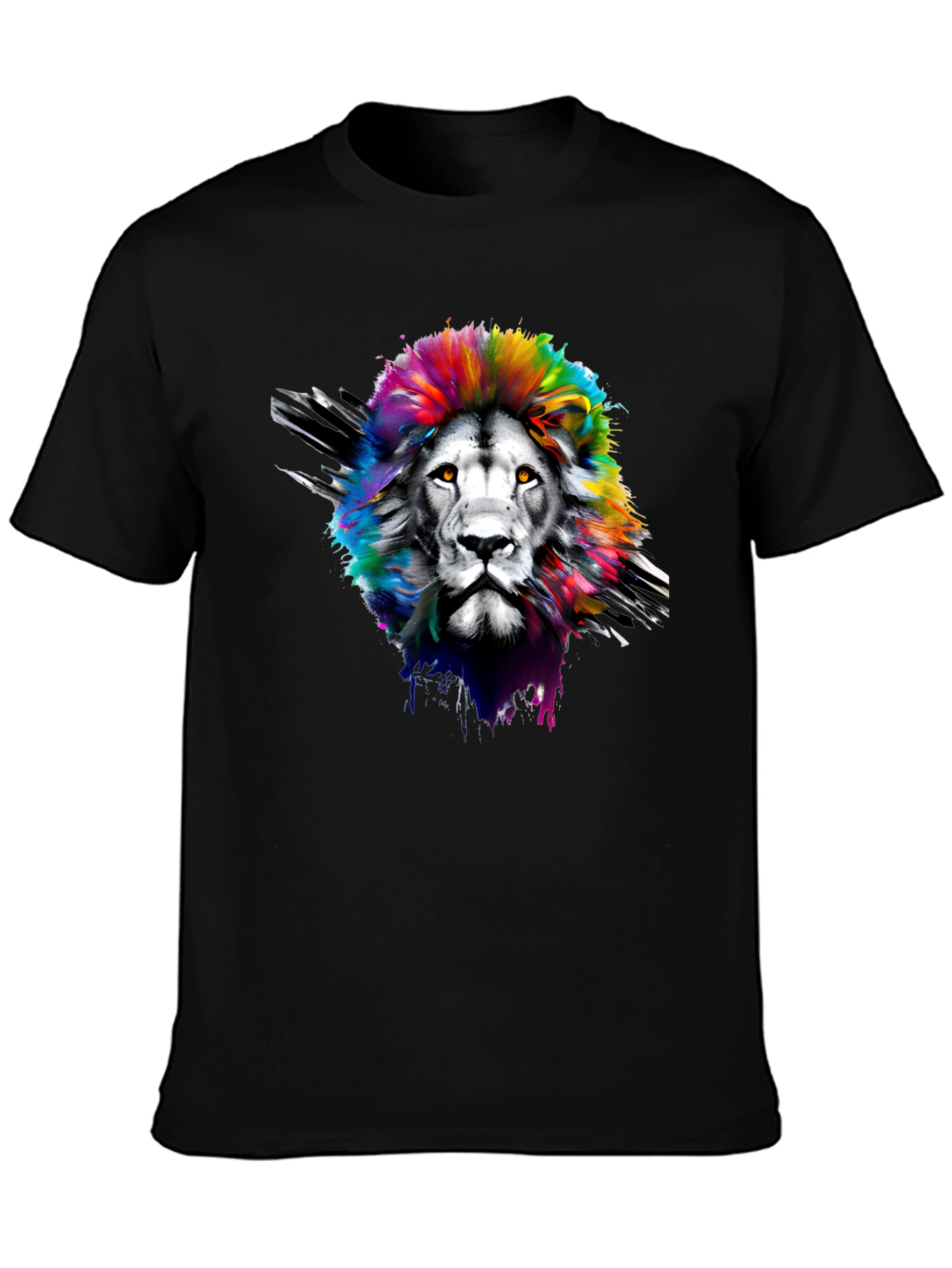 Rainbow Lion Graphic Tee - Mens Black T-Shirt