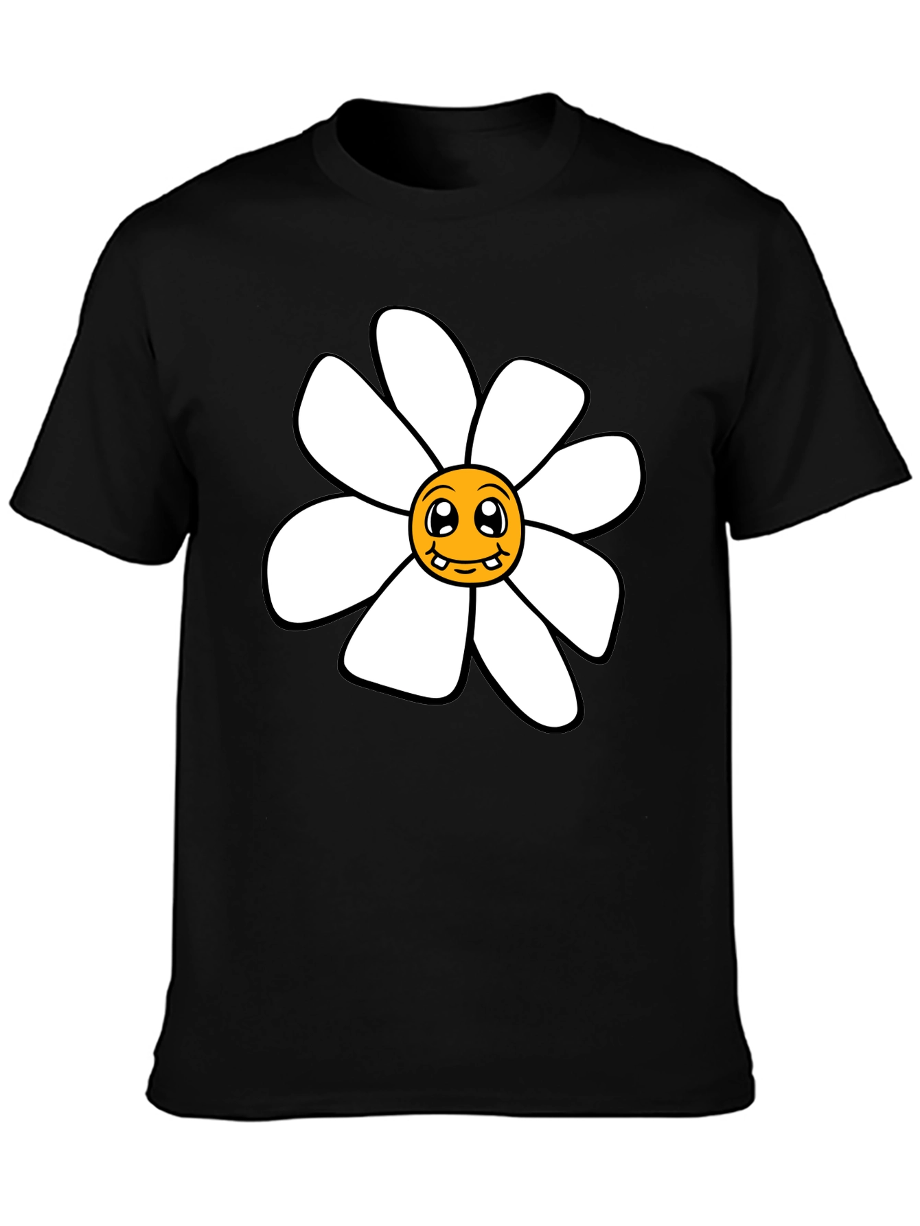 Funky Daisy Graphic Black T-Shirt