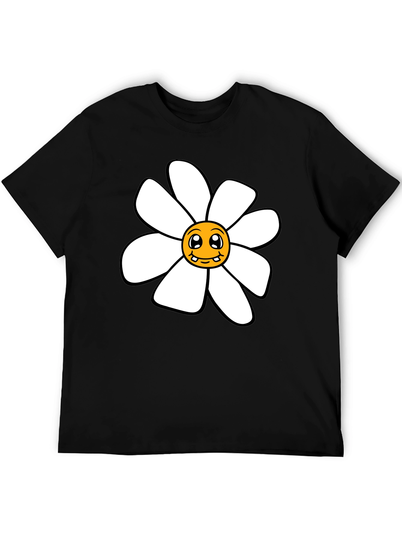 Funky Daisy Graphic Black T-Shirt