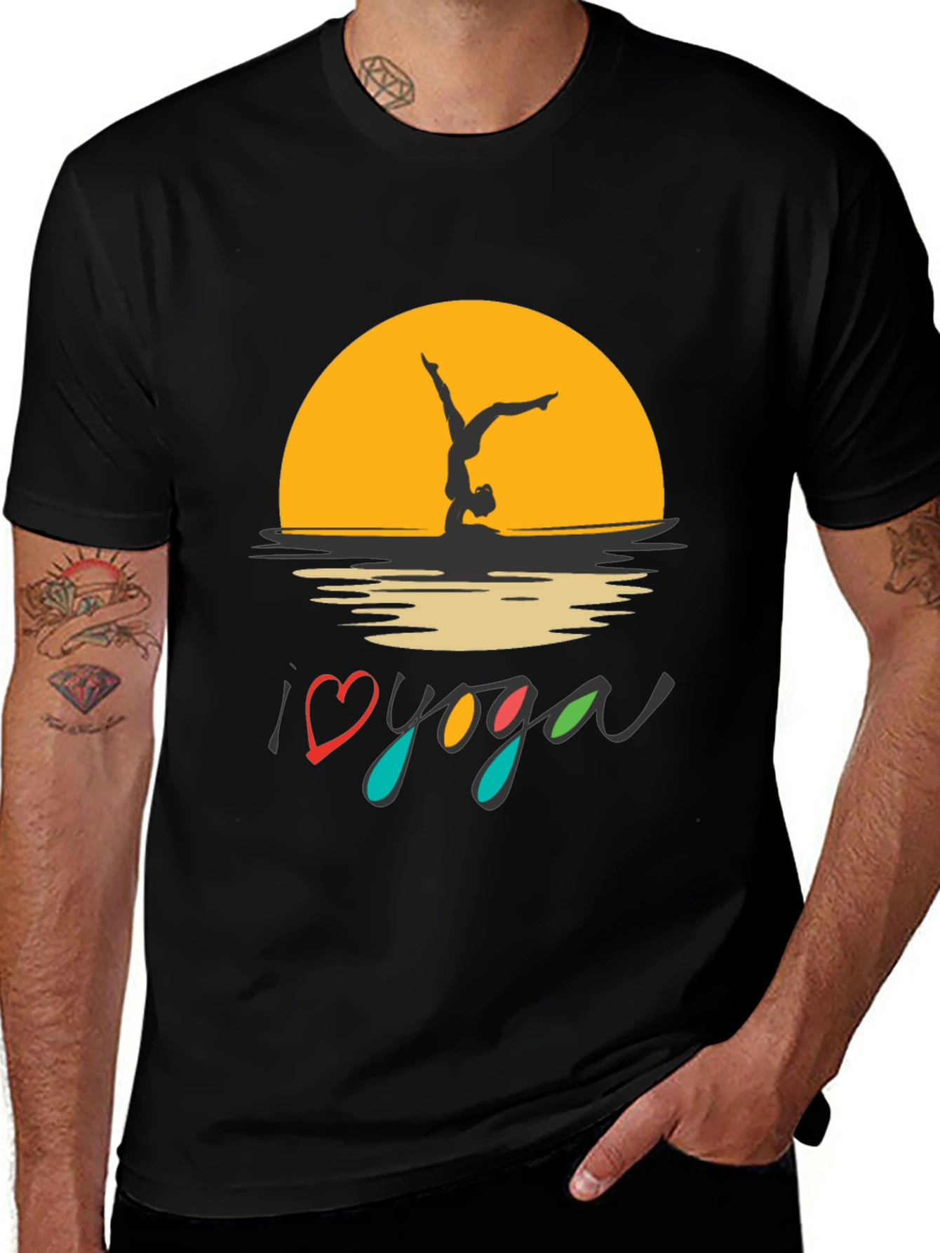I Love Yoga Black Graphic Tee