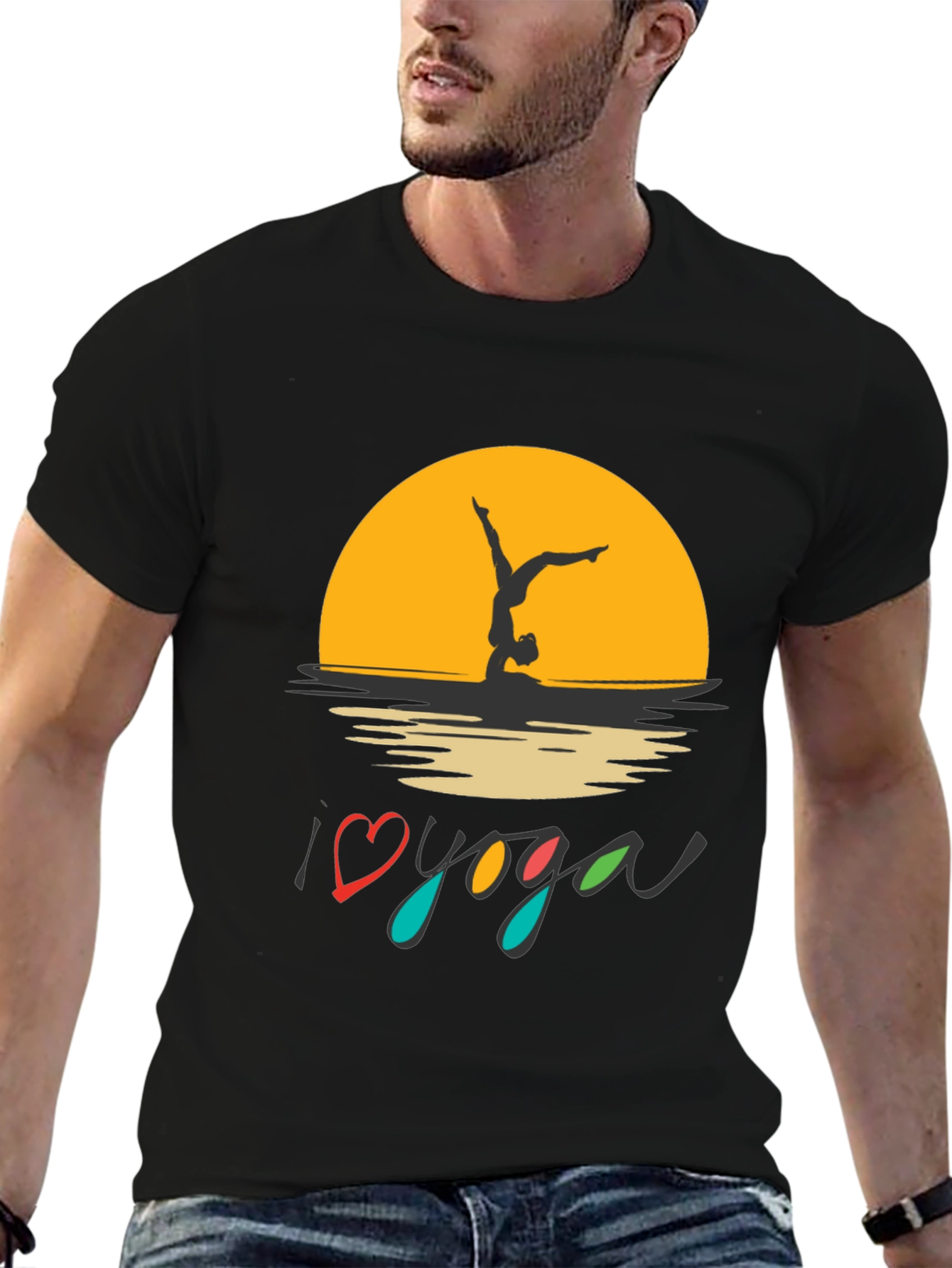 I Love Yoga Black Graphic Tee