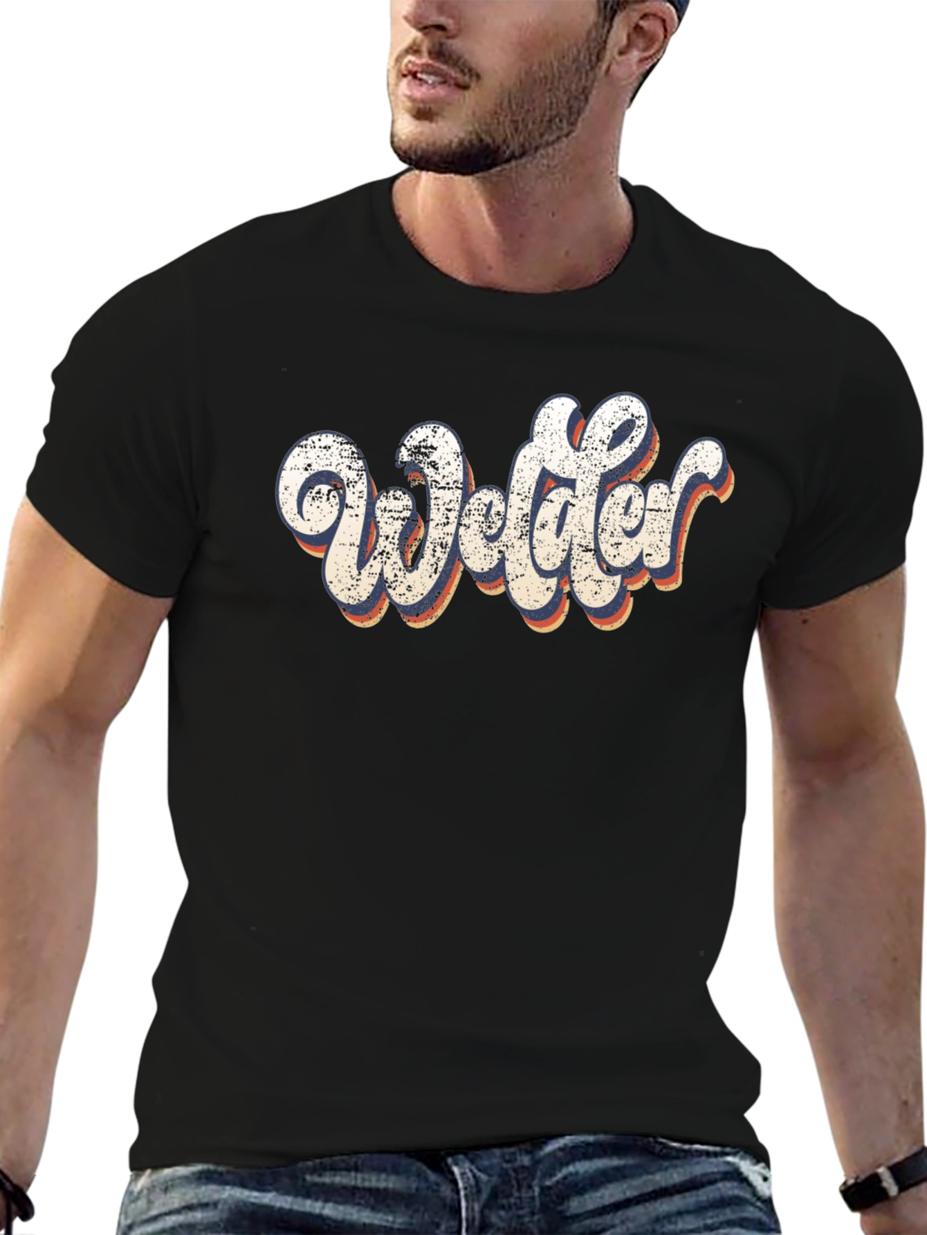 Retro Welder Graphic Tee - Black