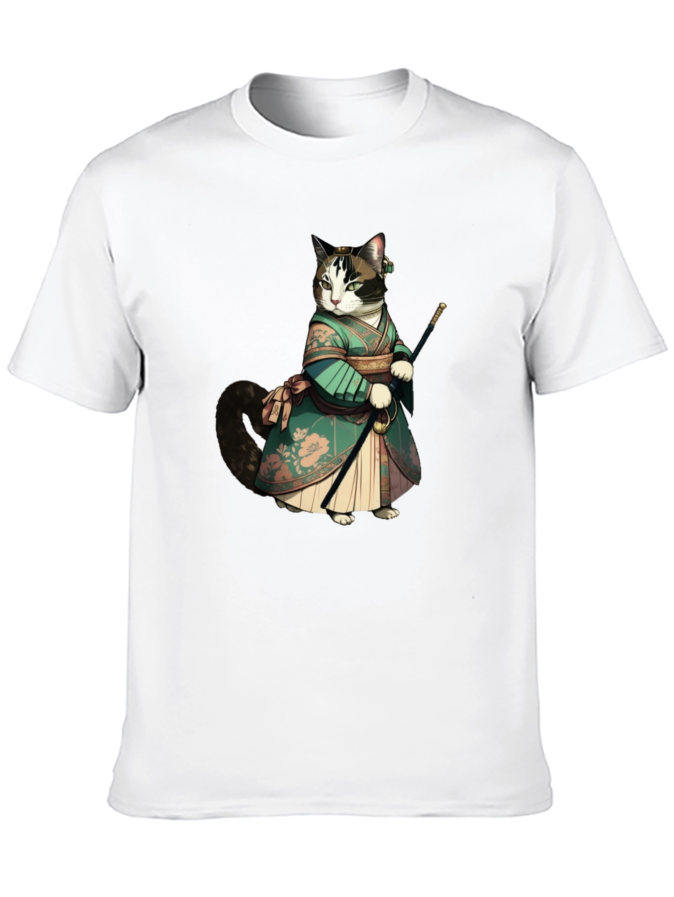 Samurai Cat Graphic Tee - Unique Anime Style
