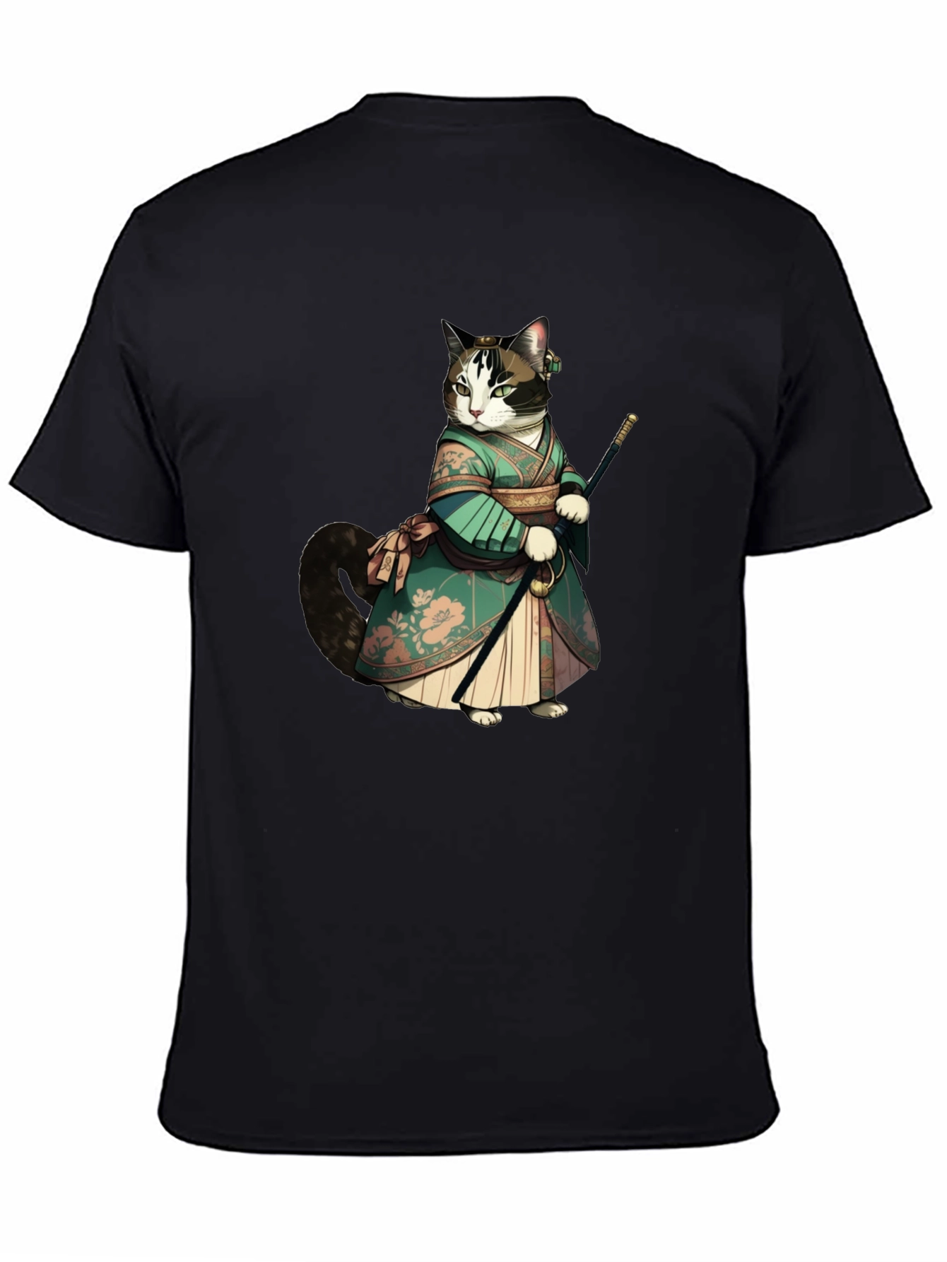 Samurai Cat Graphic Tee - Unique Anime Style