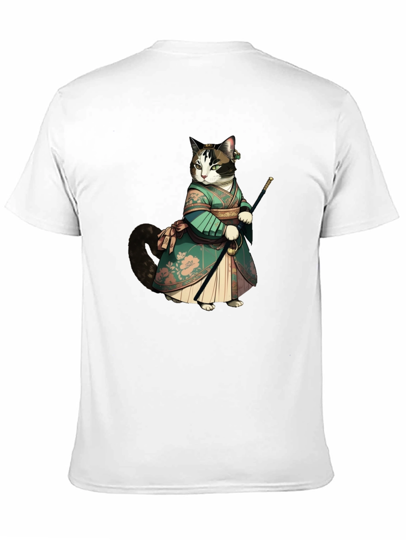 Samurai Cat Graphic Tee - Unique Anime Style