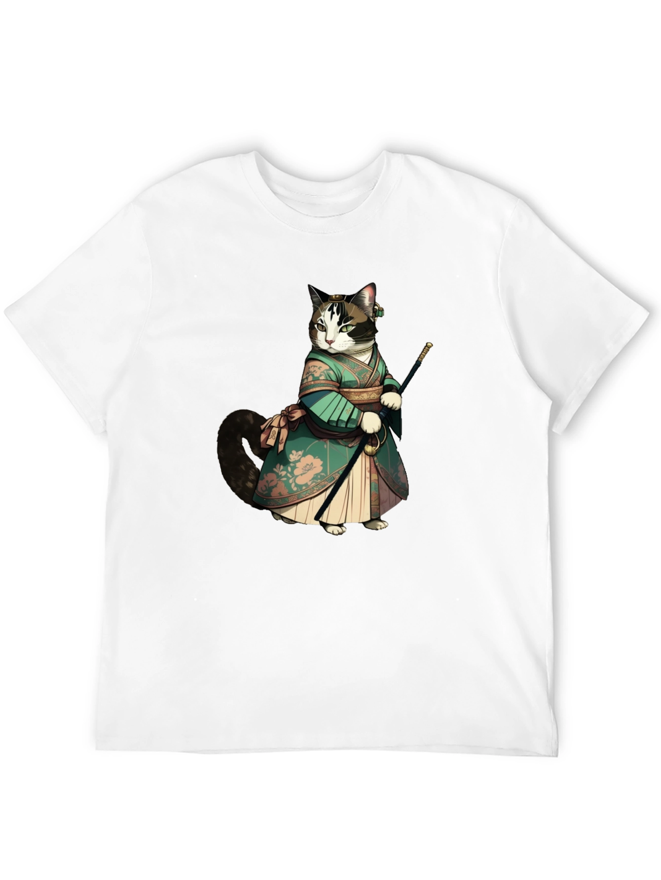 Samurai Cat Graphic Tee - Unique Anime Style
