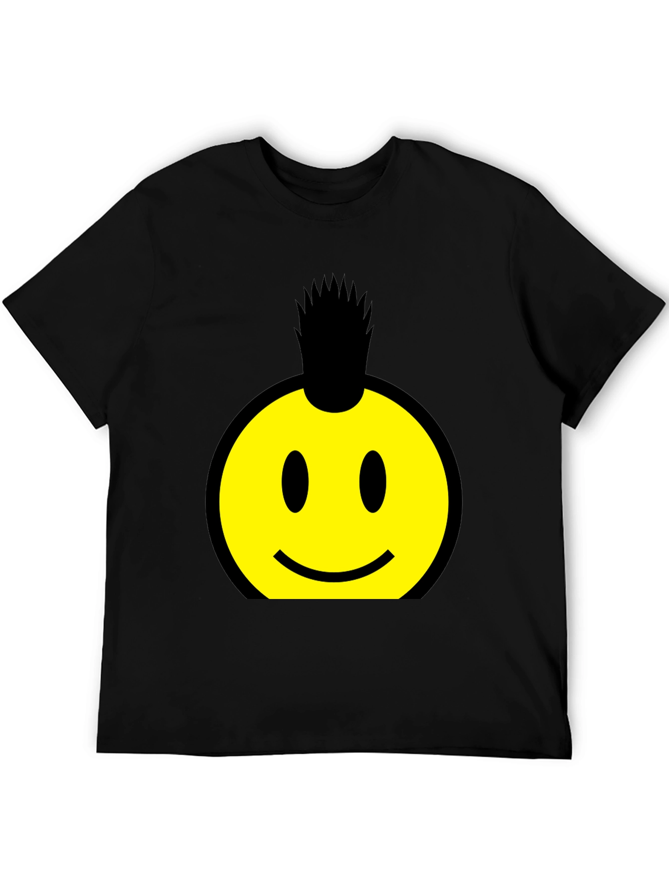 Smiley Face Punk Rock T-Shirt - Black Cotton Tee