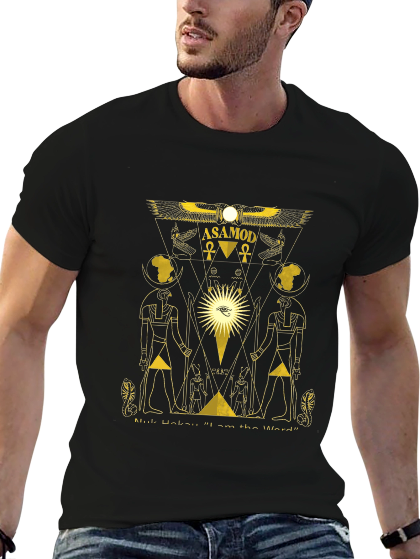 Asamod Graphic Tee - Egyptian Inspired Black T-Shirt
