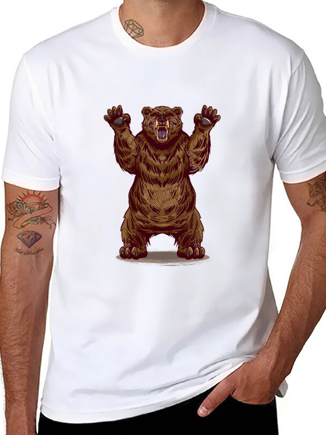 Bear Graphic Black T-Shirt - Animal Tee