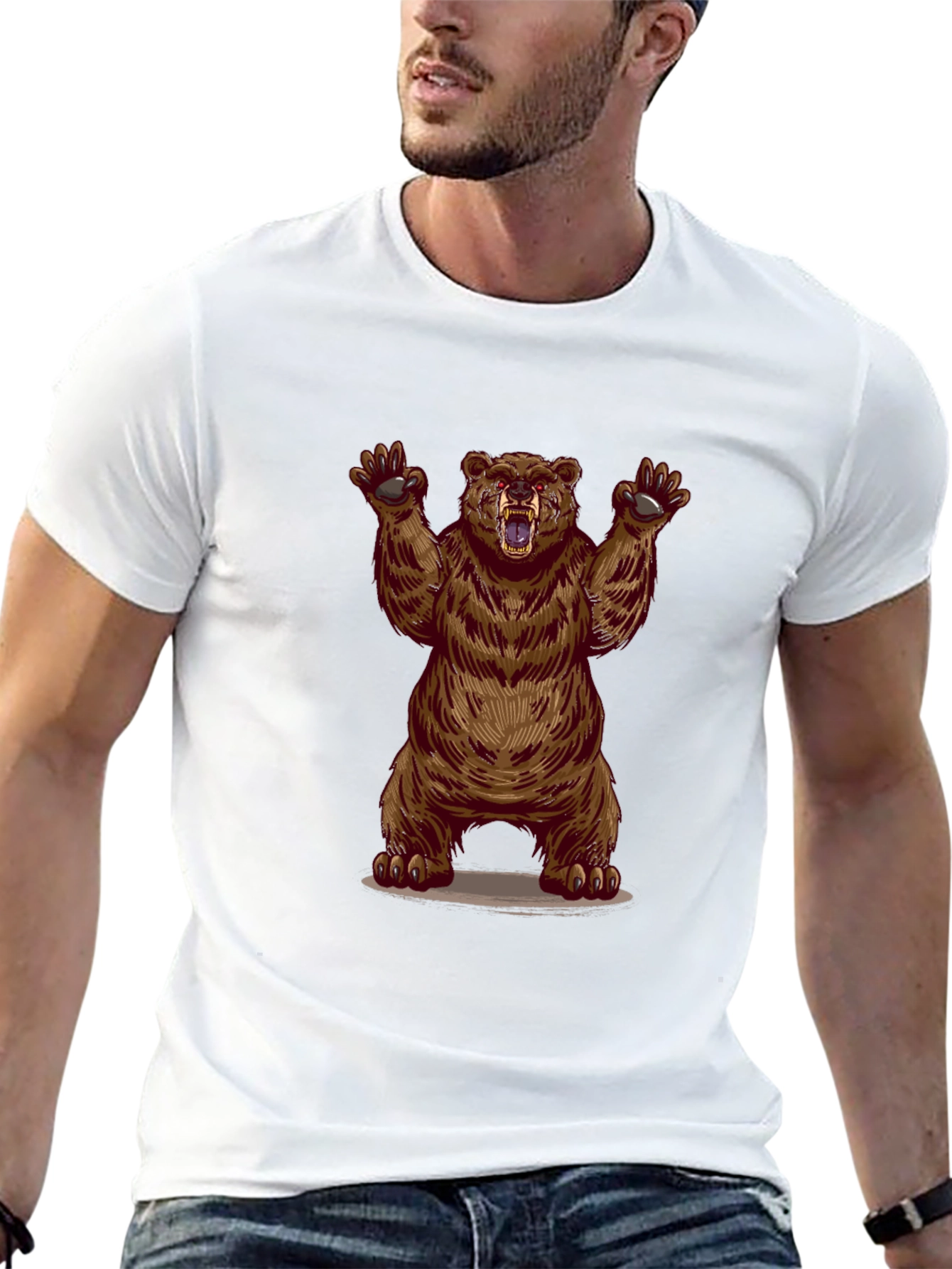 Bear Graphic Black T-Shirt - Animal Tee