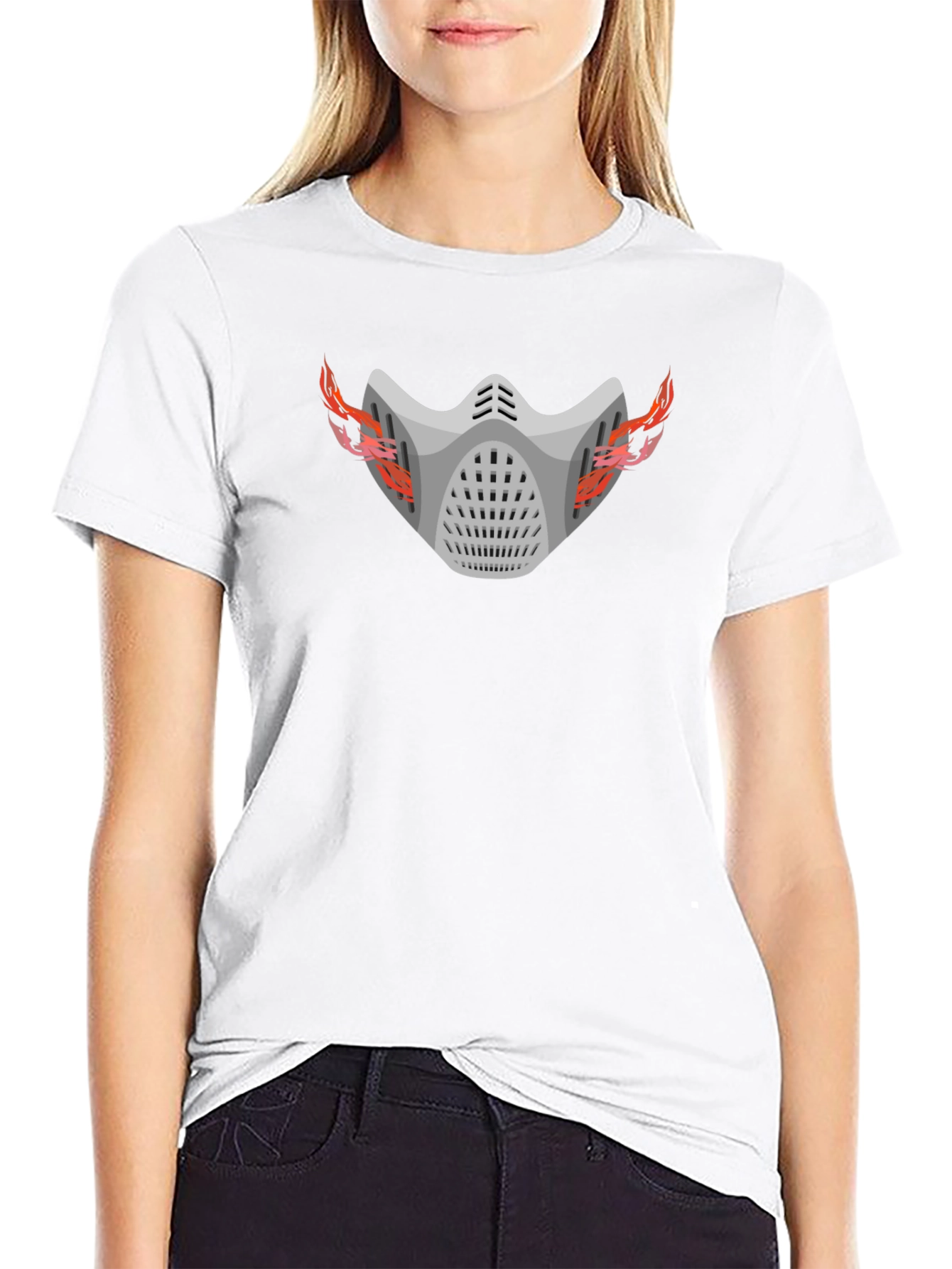 Masked Flames Graphic Black T-Shirt
